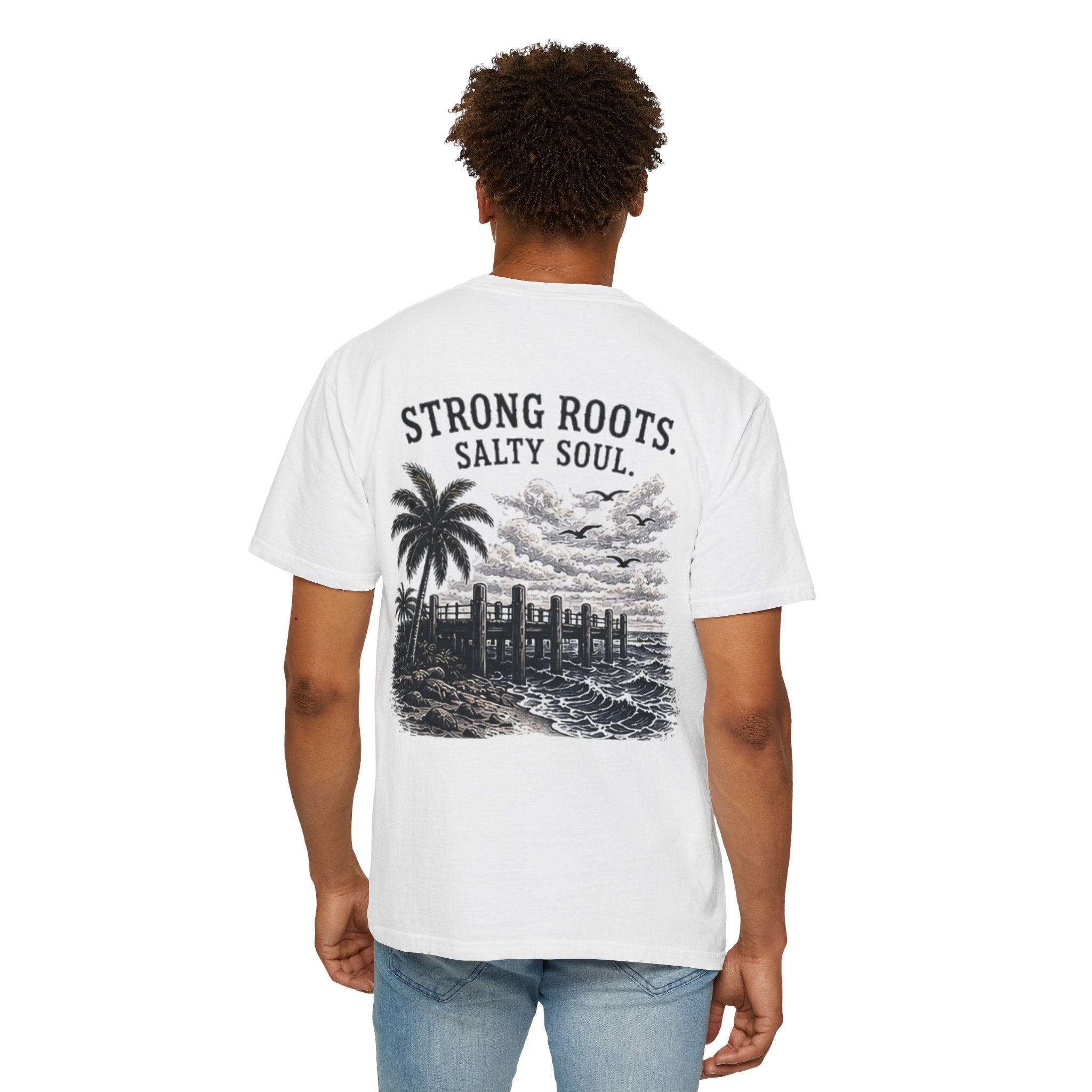 Strong Roots Salty Soul T-Shirt — Coastal Vintage Beach Graphic Tee