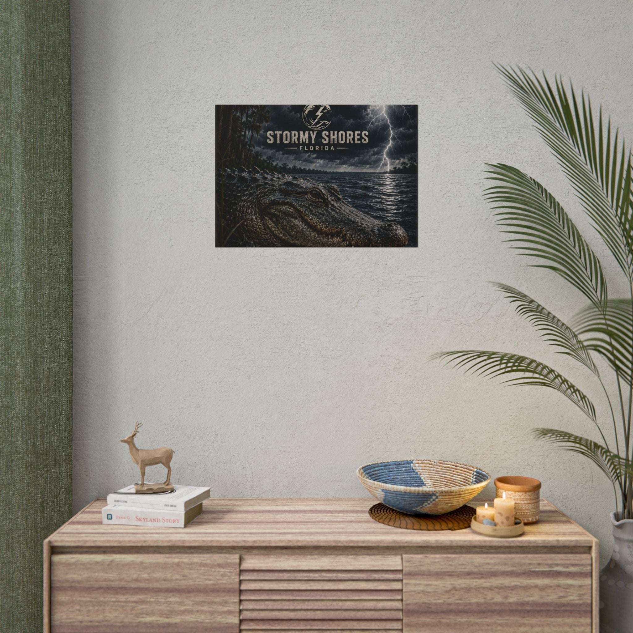 Stormy Shores Florida Alligator Poster — Rolled Wall Art
