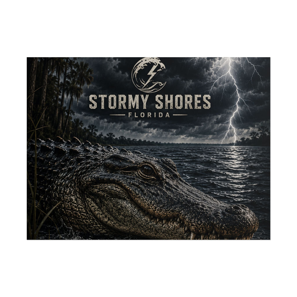Stormy Shores Florida Alligator Poster — Rolled Wall Art