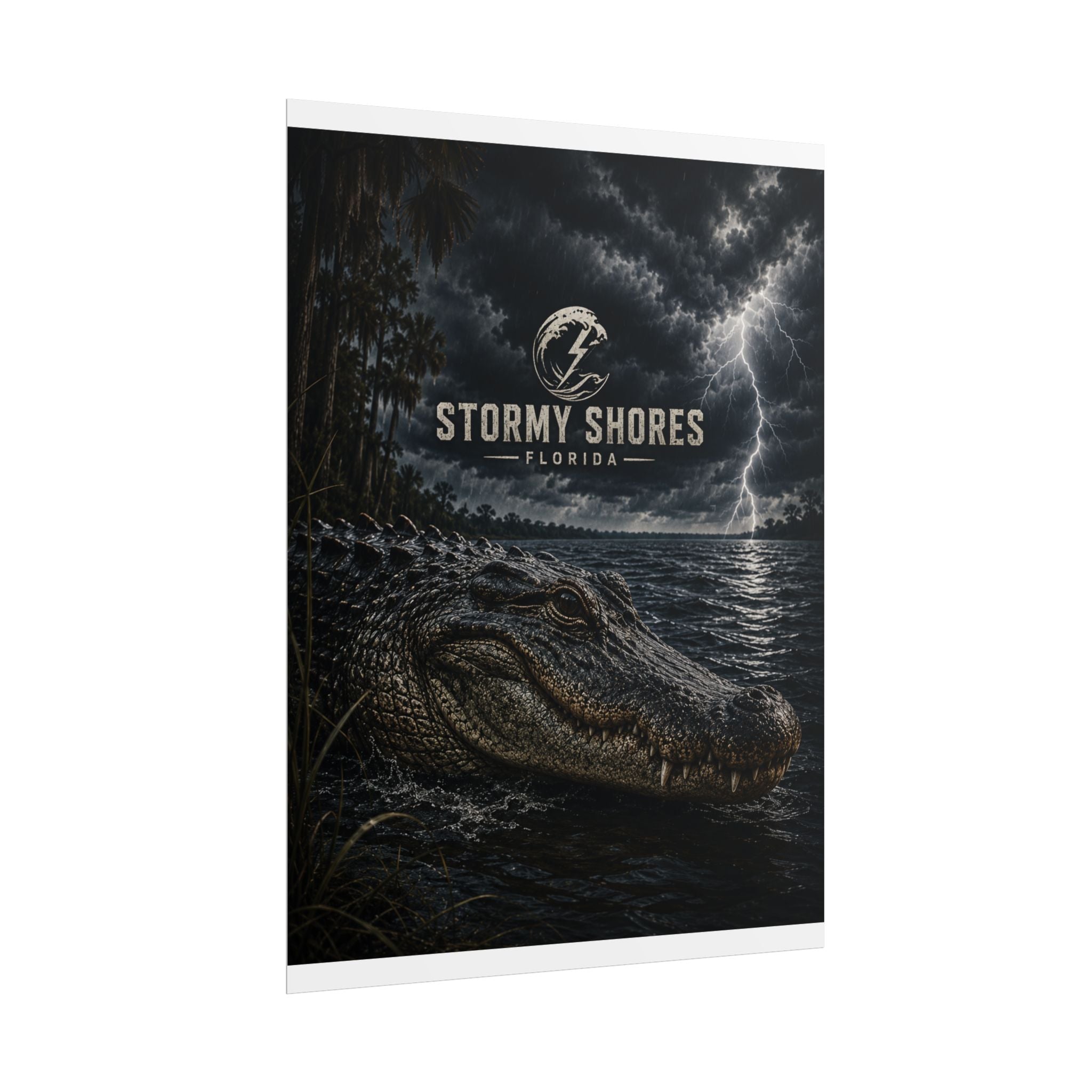 Stormy Shores Florida Alligator Poster — Rolled Wall Art