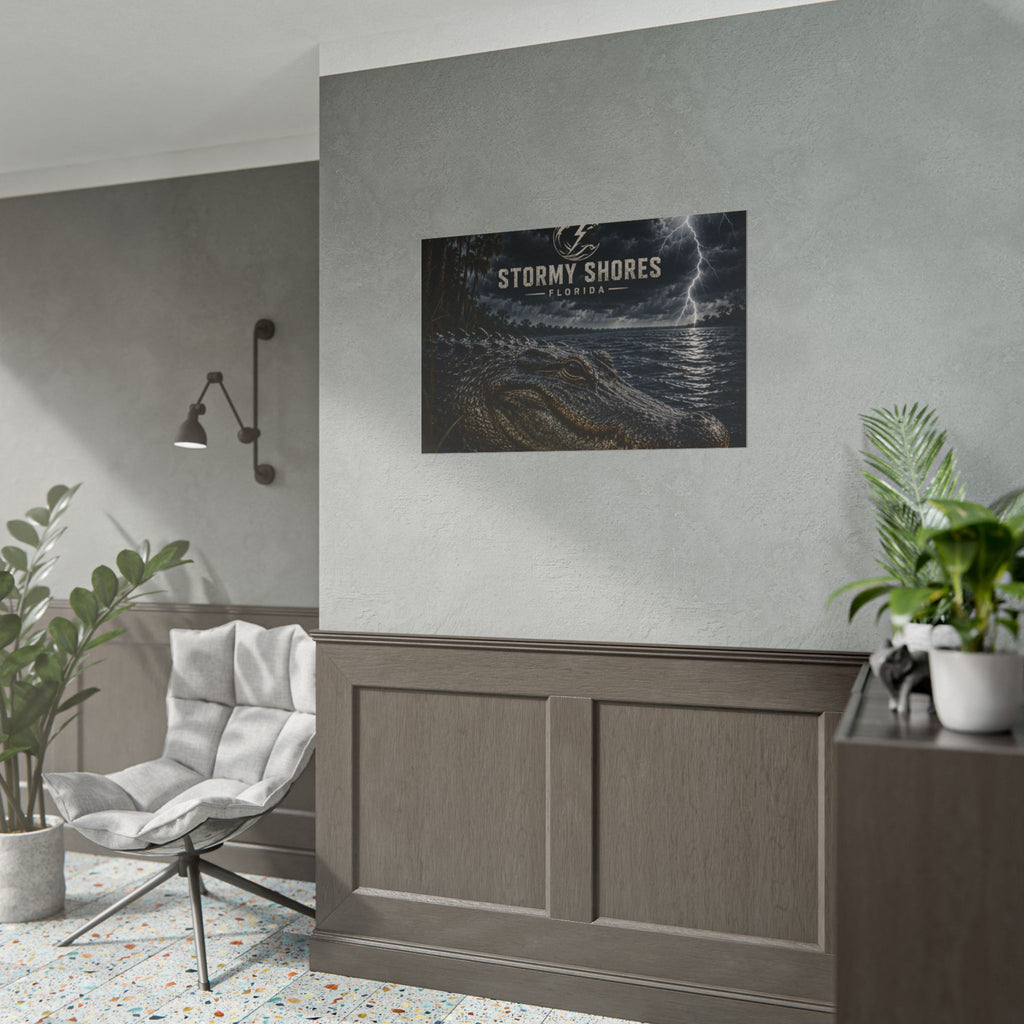 Stormy Shores Florida Alligator Poster — Rolled Wall Art