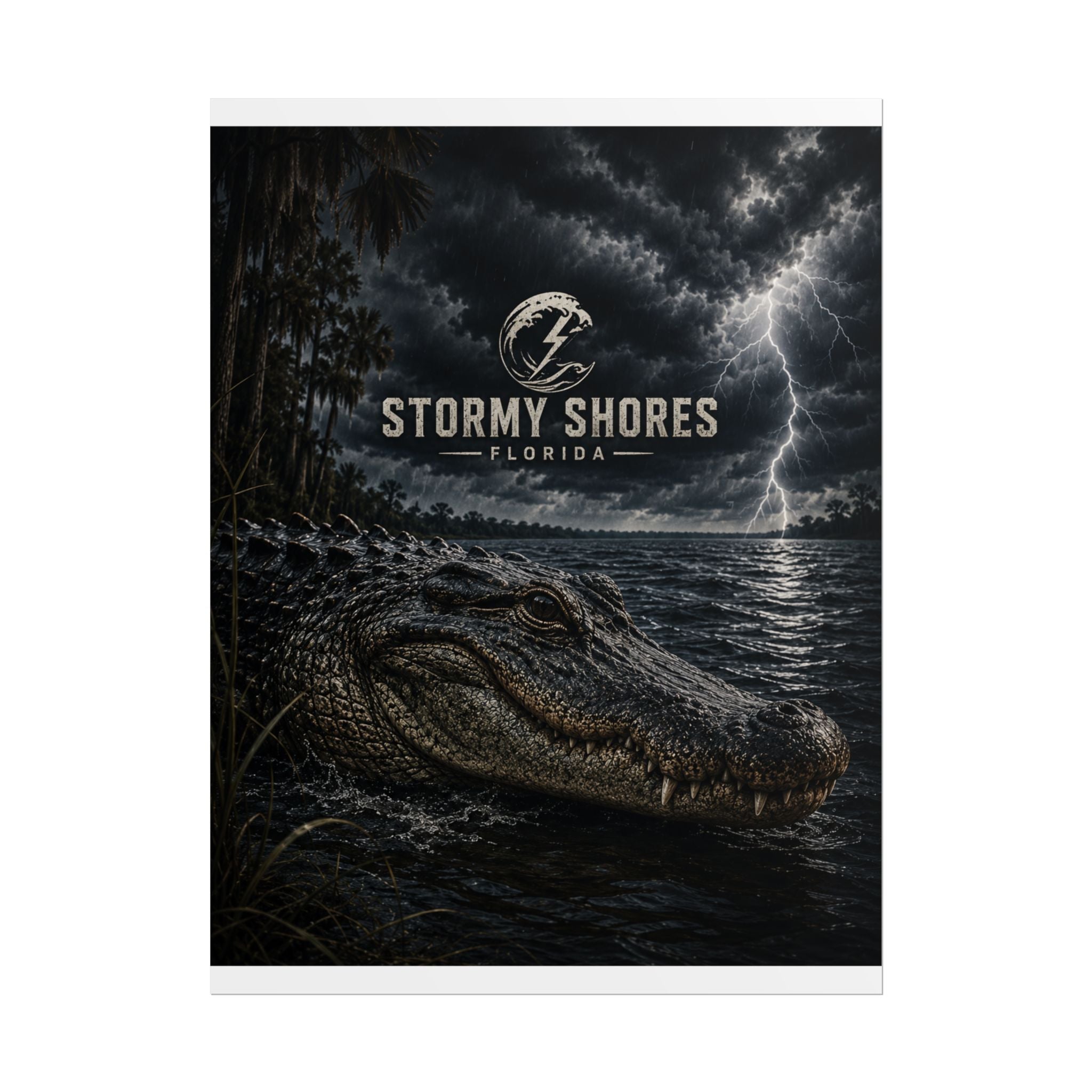 Stormy Shores Florida Alligator Poster — Rolled Wall Art
