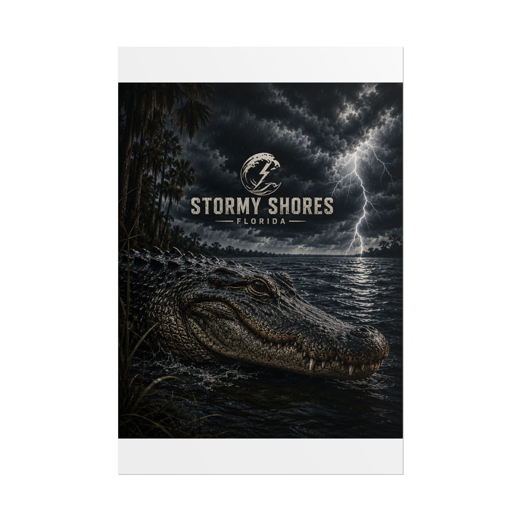 Stormy Shores Florida Alligator Poster — Rolled Wall Art