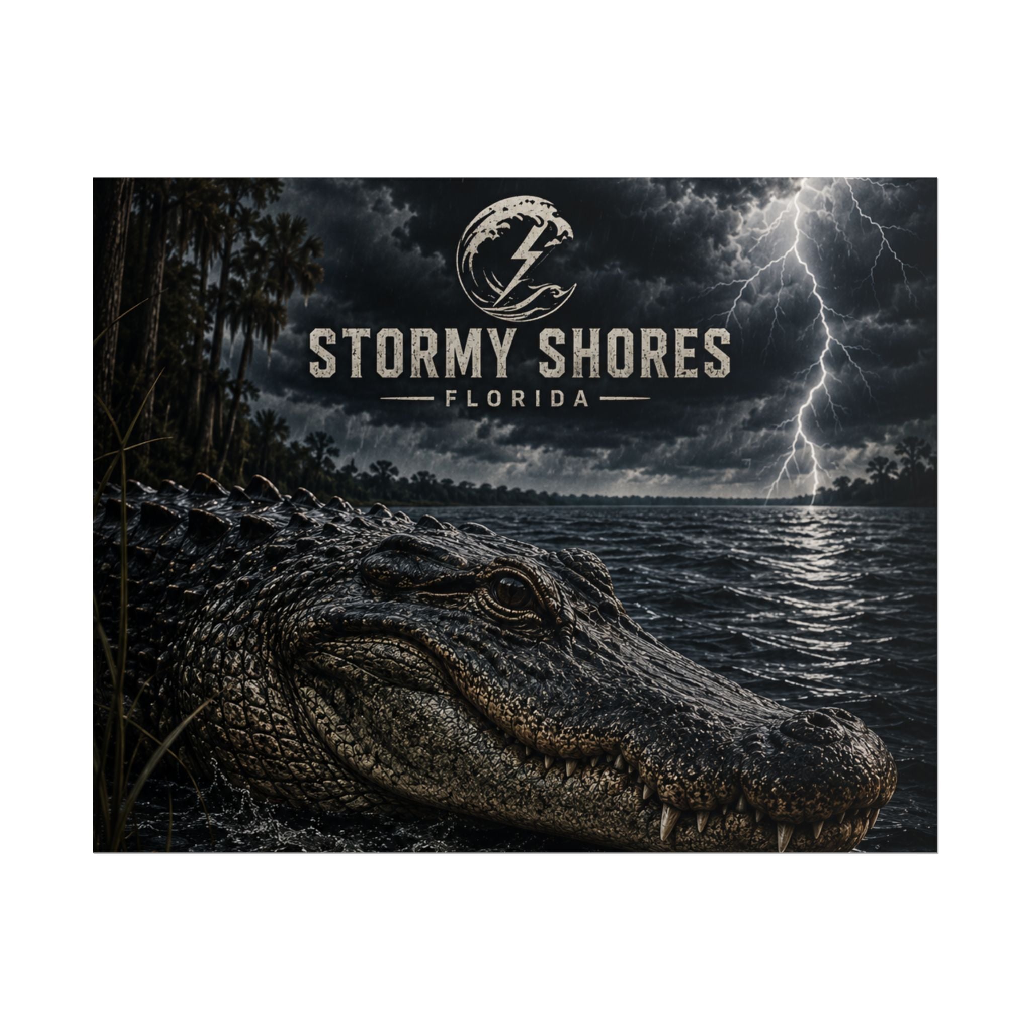 Stormy Shores Florida Alligator Poster — Rolled Wall Art