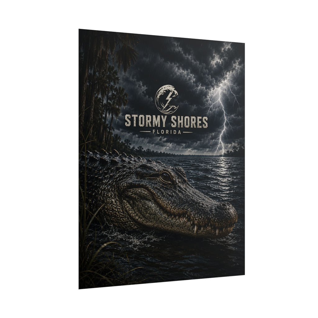 Stormy Shores Florida Alligator Poster — Rolled Wall Art