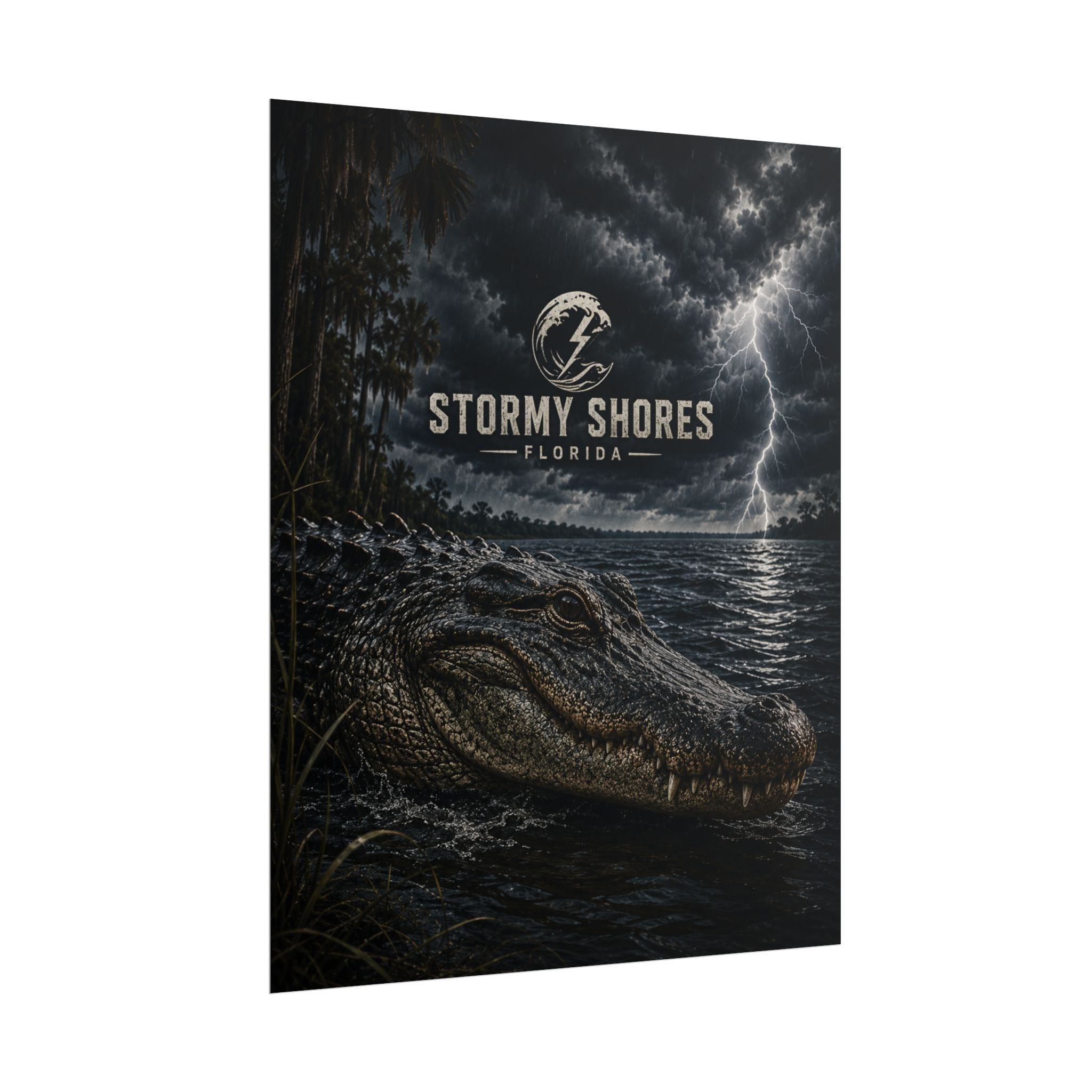 Stormy Shores Florida Alligator Poster — Rolled Wall Art