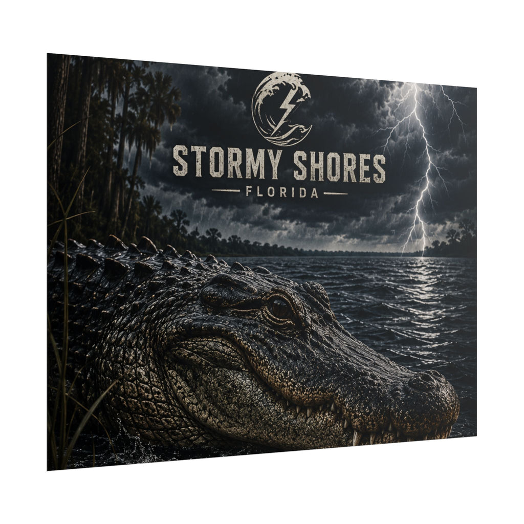 Stormy Shores Florida Alligator Poster — Rolled Wall Art