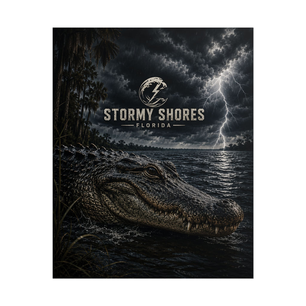 Stormy Shores Florida Alligator Poster — Rolled Wall Art
