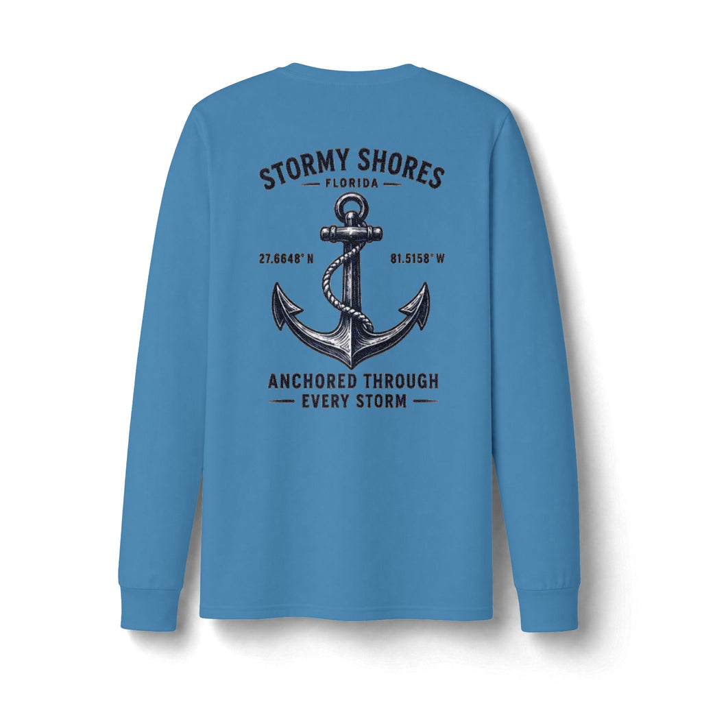 Copy of Stormy Shores Anchor Long Sleeve T-Shirt — "Anchored Through Every Storm"