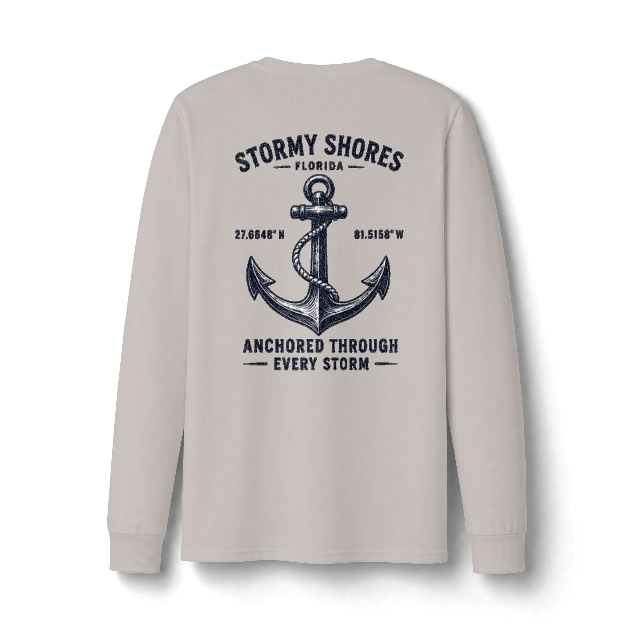 Copy of Stormy Shores Anchor Long Sleeve T-Shirt — "Anchored Through Every Storm"