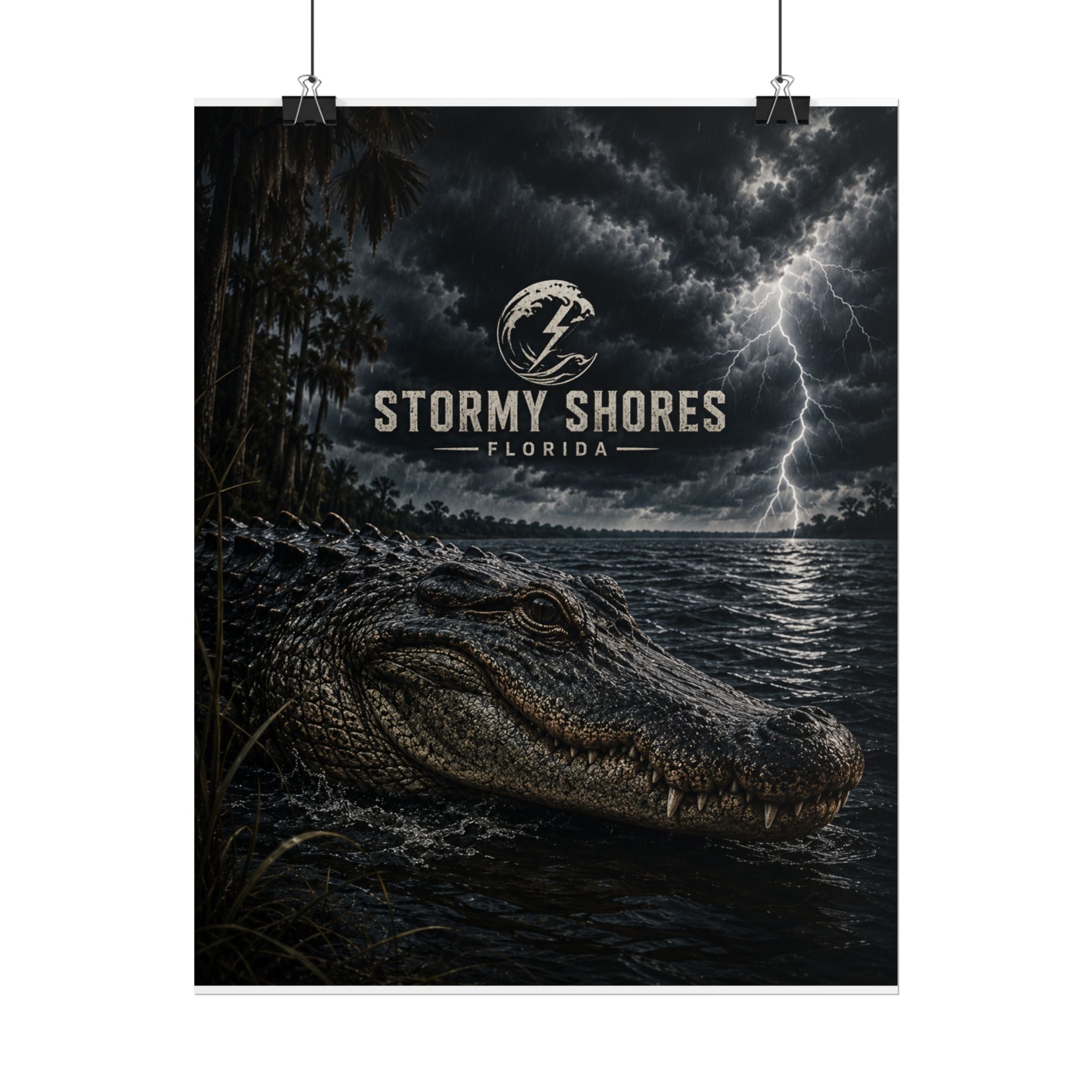 Stormy Shores Florida Alligator Poster — Rolled Wall Art