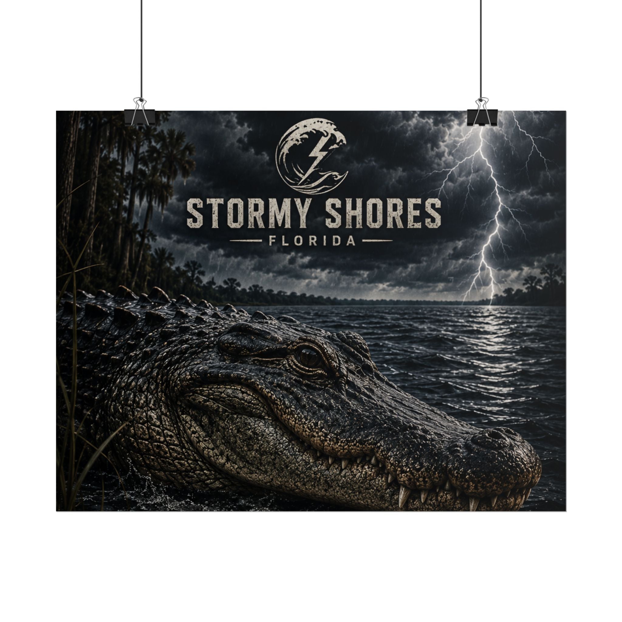 Stormy Shores Florida Alligator Poster — Rolled Wall Art