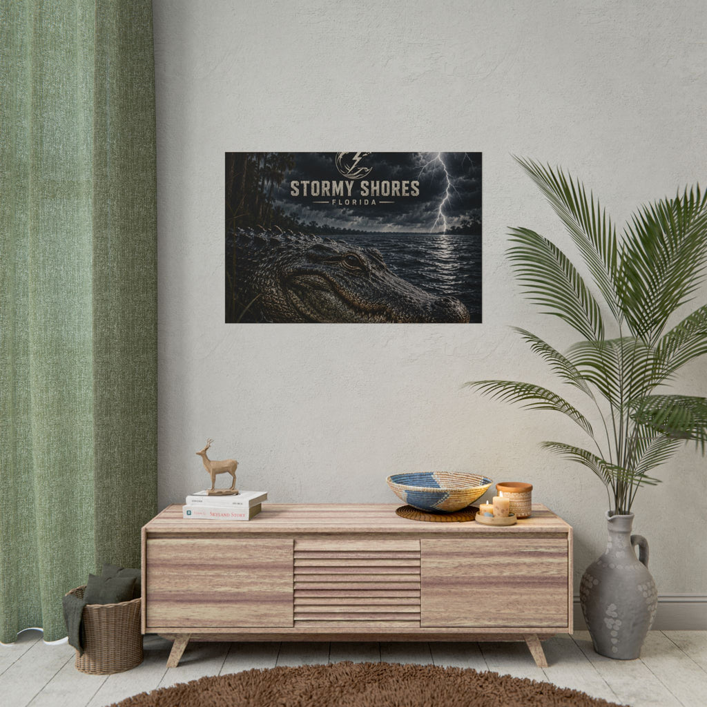 Stormy Shores Florida Alligator Poster — Rolled Wall Art