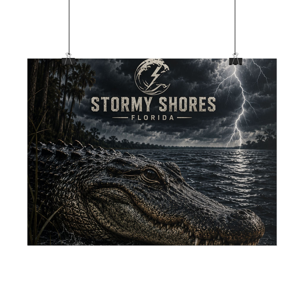 Stormy Shores Florida Alligator Poster — Rolled Wall Art