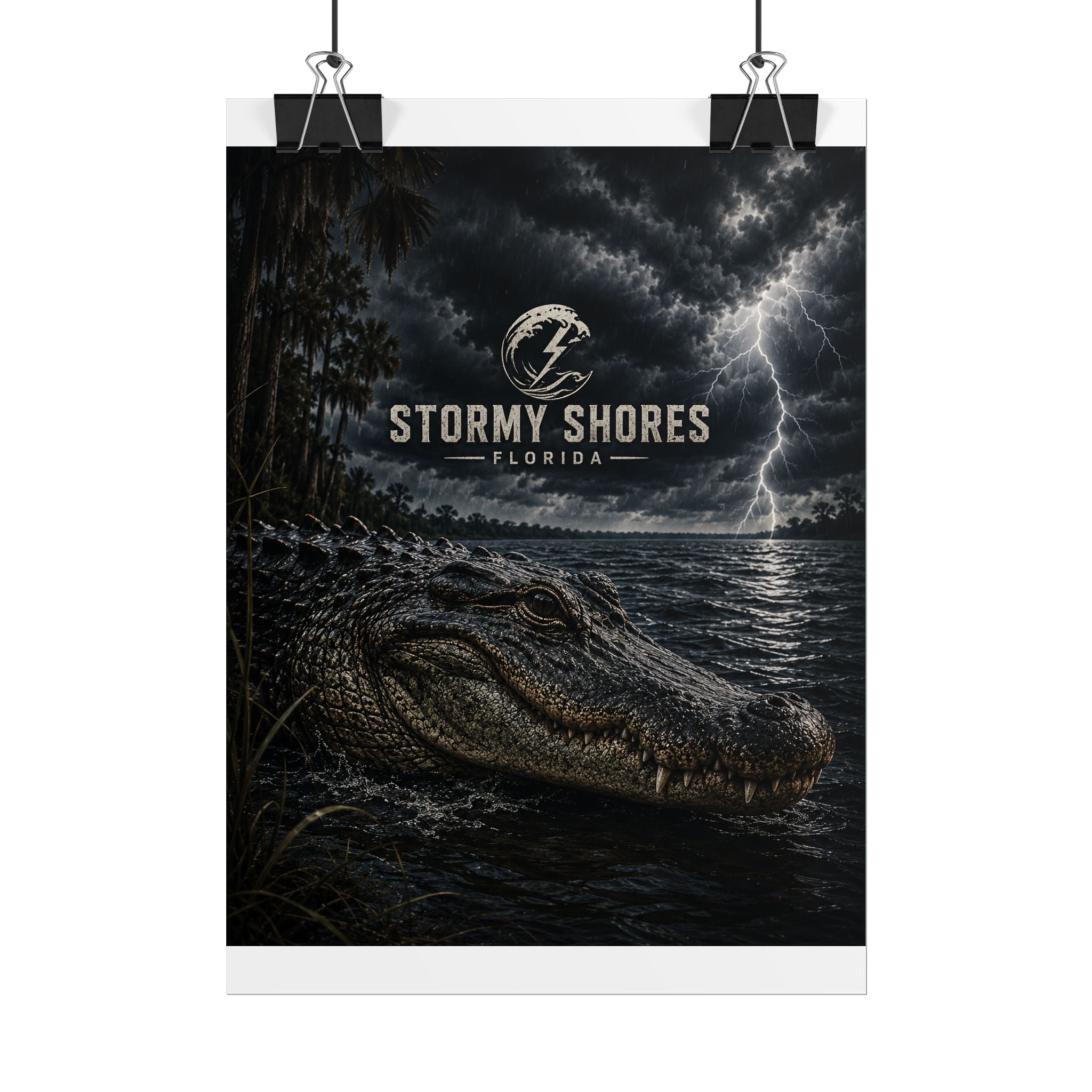 Stormy Shores Florida Alligator Poster — Rolled Wall Art
