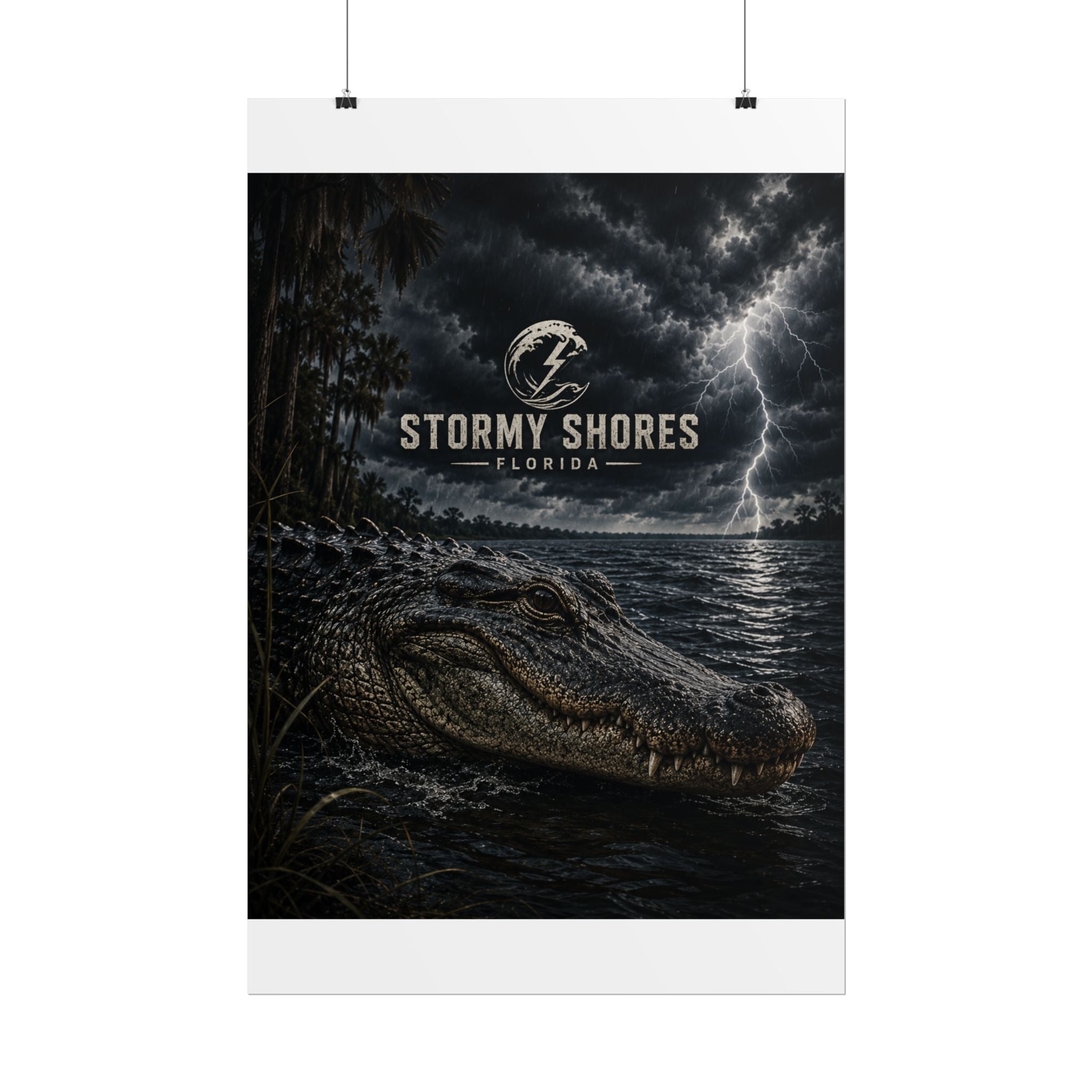 Stormy Shores Florida Alligator Poster — Rolled Wall Art