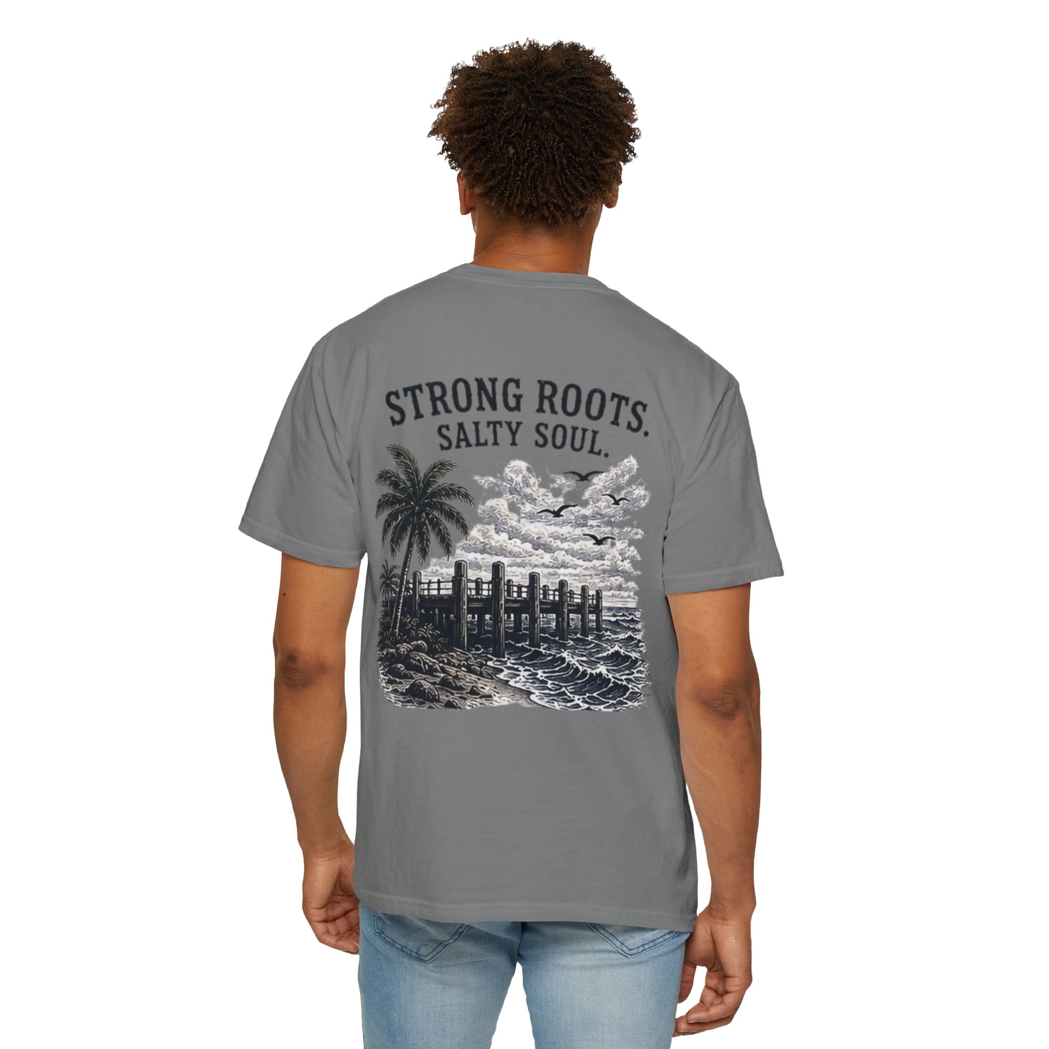 Strong Roots Salty Soul T-Shirt — Coastal Vintage Beach Graphic Tee