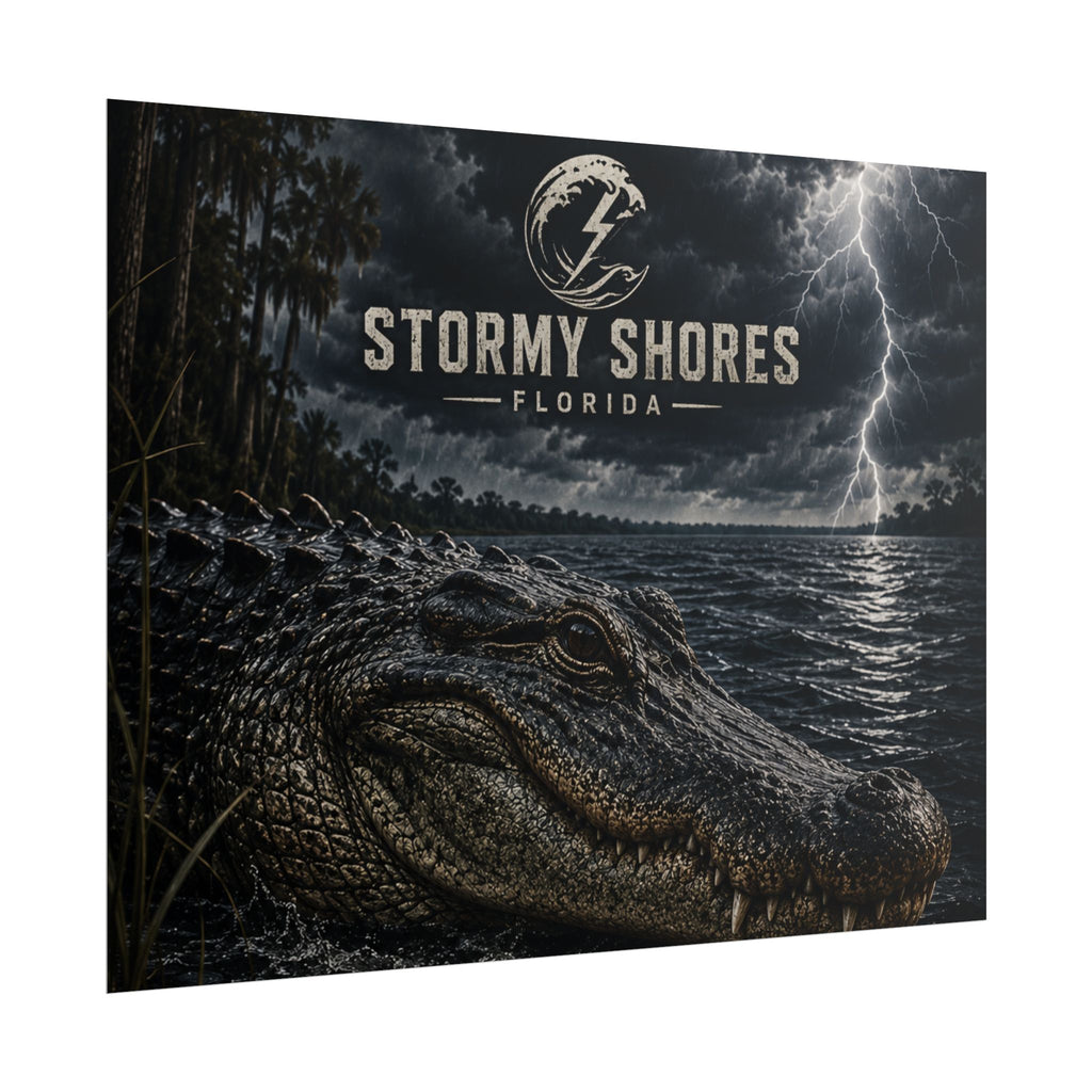 Stormy Shores Florida Alligator Poster — Rolled Wall Art