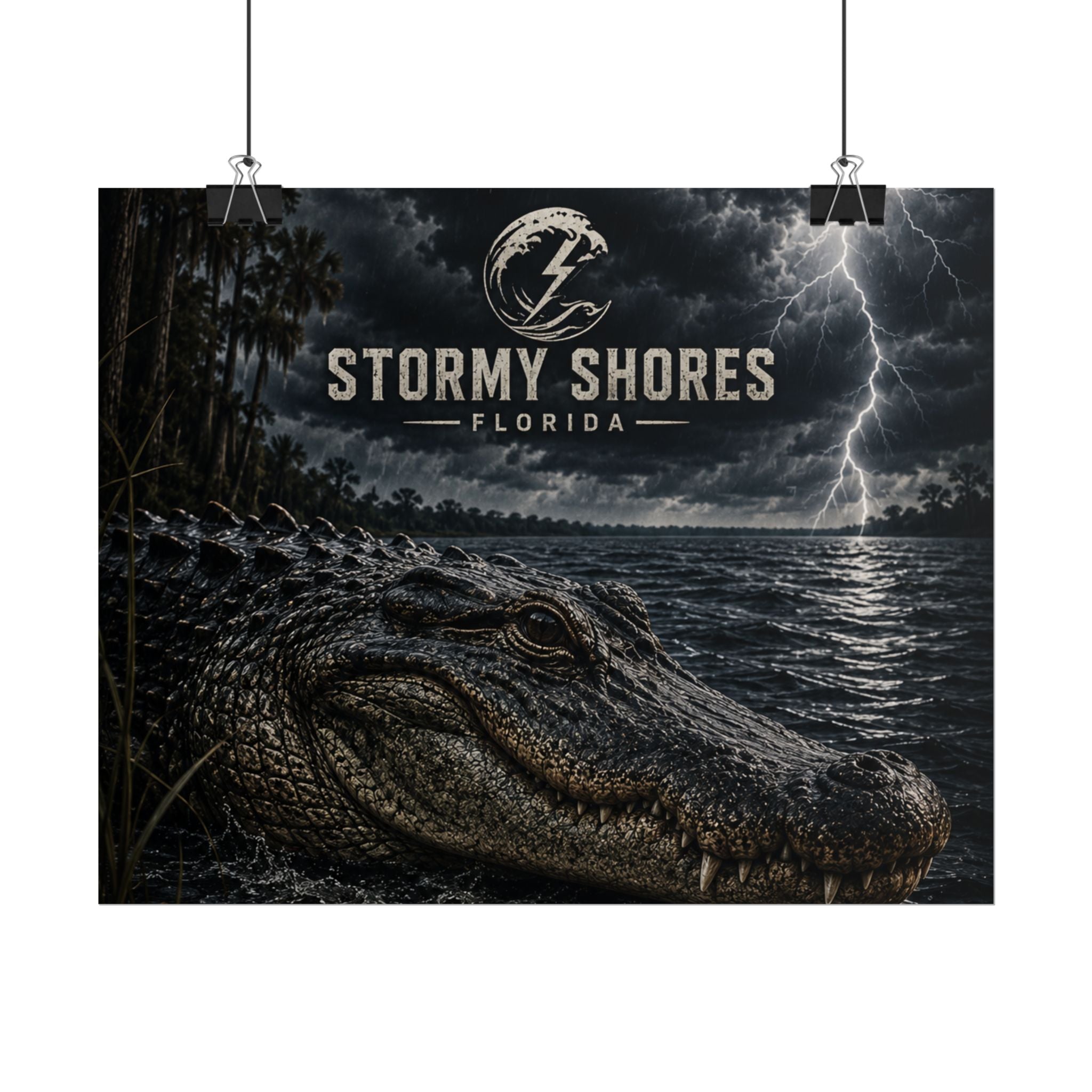 Stormy Shores Florida Alligator Poster — Rolled Wall Art