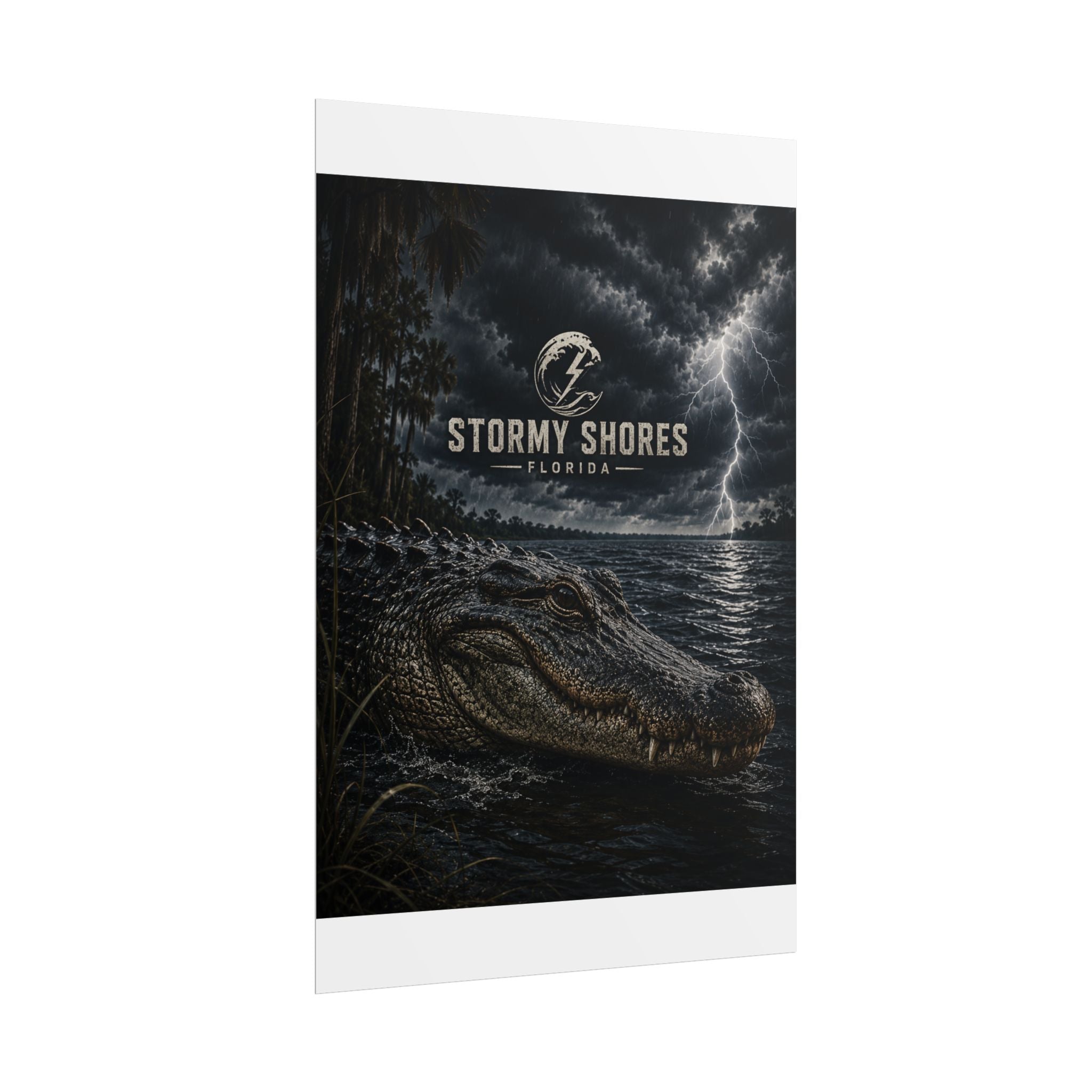 Stormy Shores Florida Alligator Poster — Rolled Wall Art