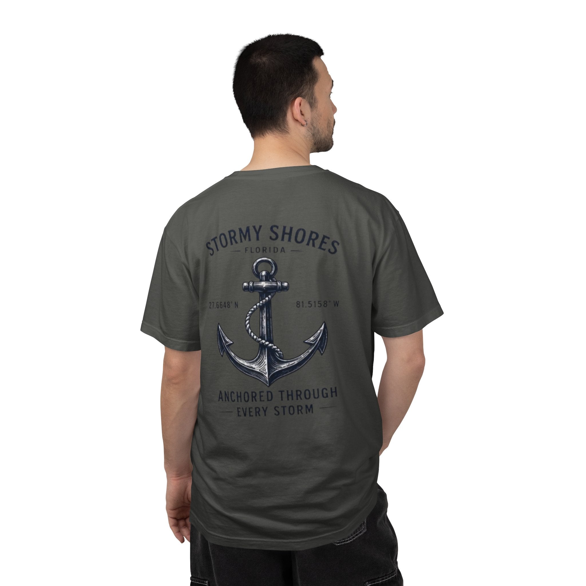 Stormy Shores Anchor T-Shirt — "Anchored Through Every Storm"