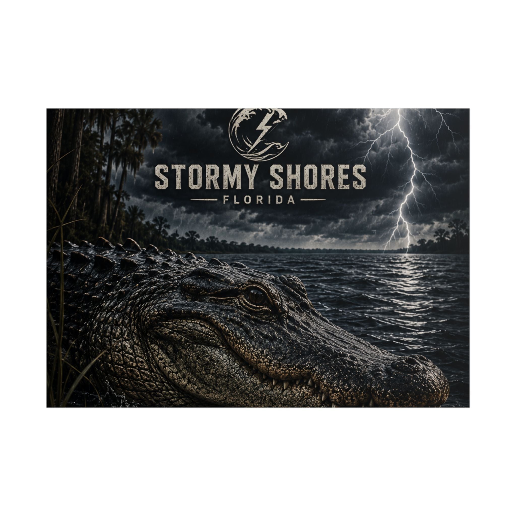 Stormy Shores Florida Alligator Poster — Rolled Wall Art