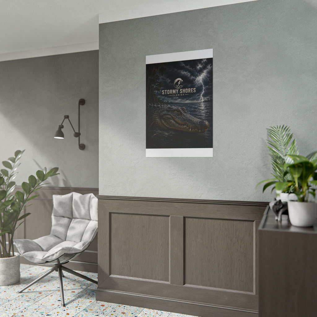 Stormy Shores Florida Alligator Poster — Rolled Wall Art