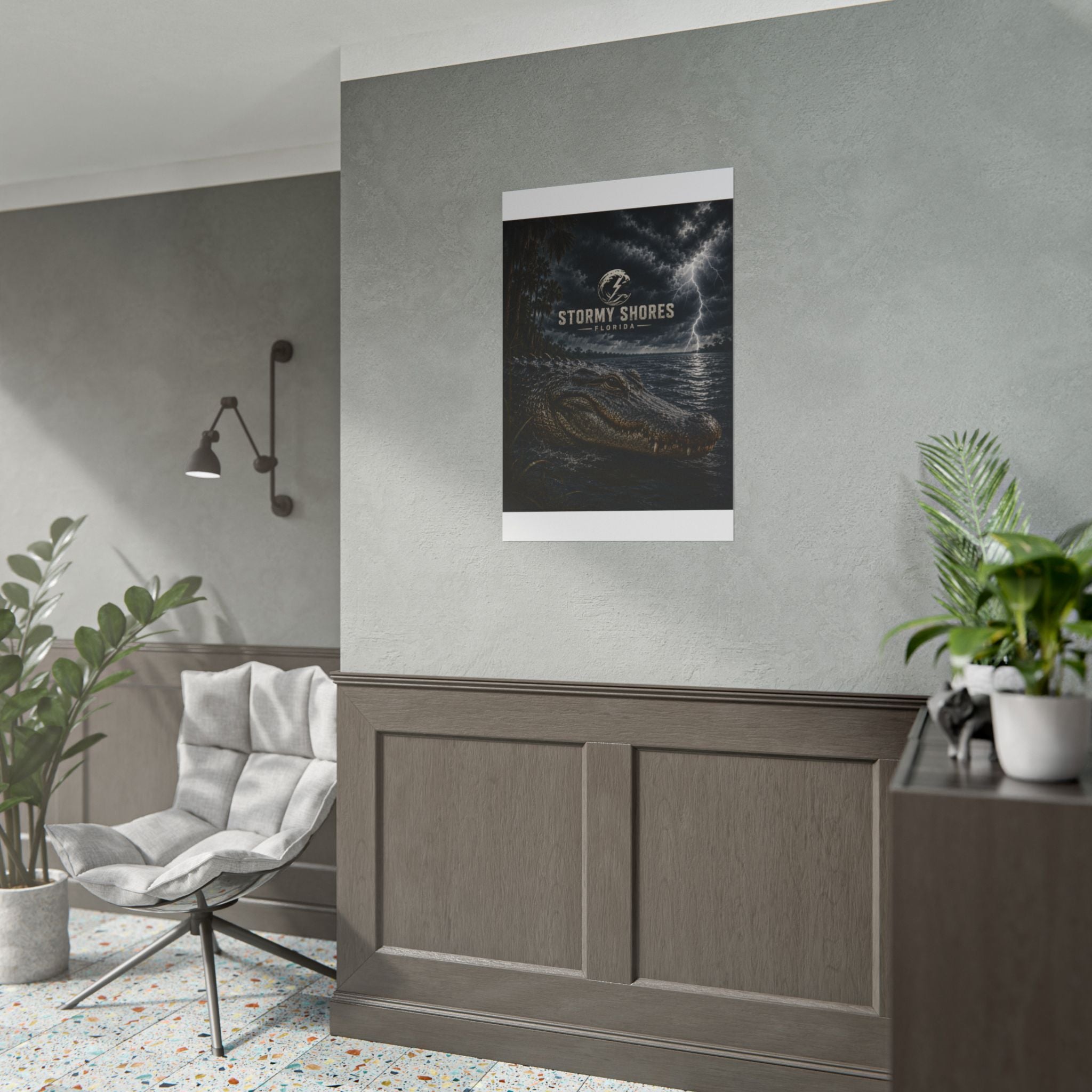 Stormy Shores Florida Alligator Poster — Rolled Wall Art