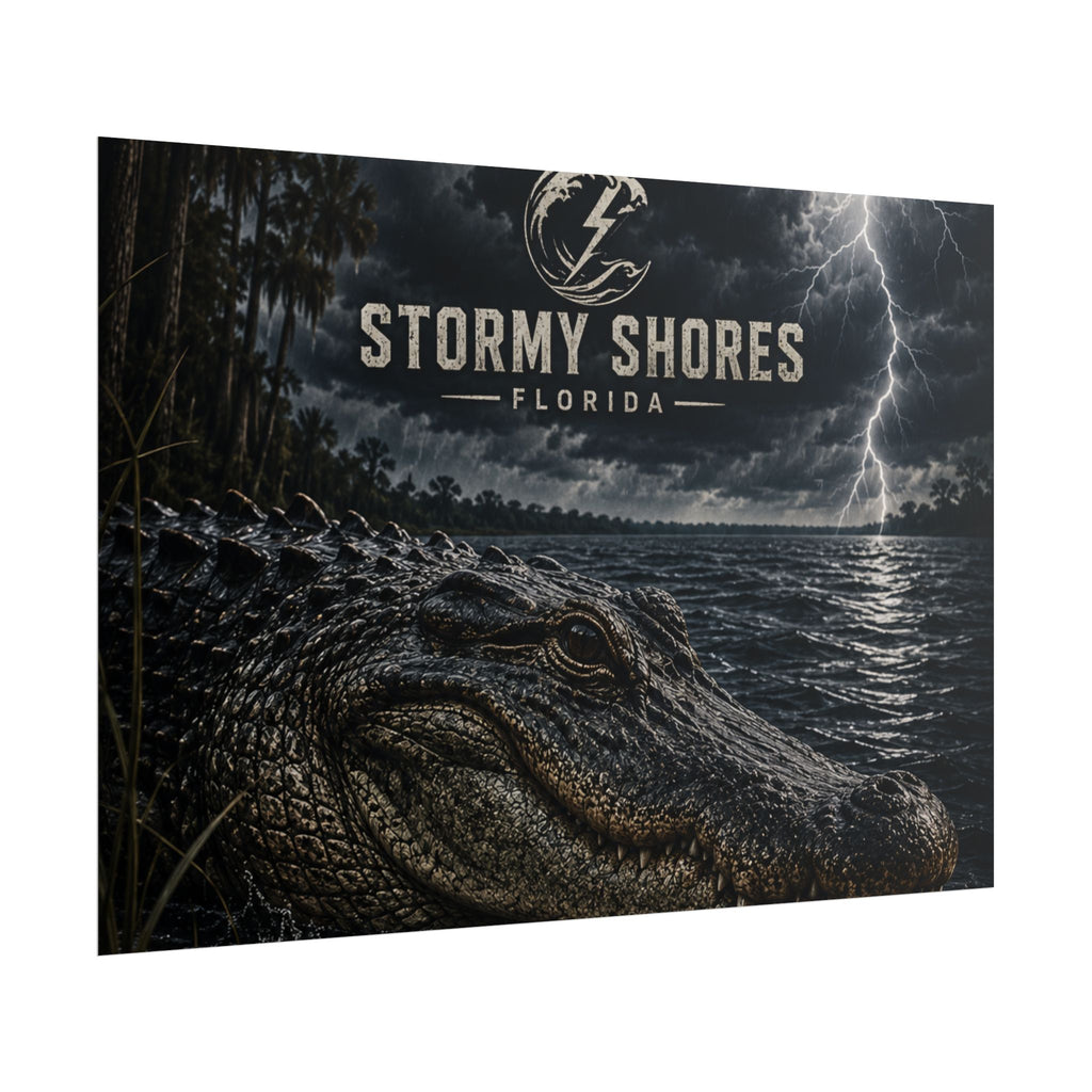 Stormy Shores Florida Alligator Poster — Rolled Wall Art