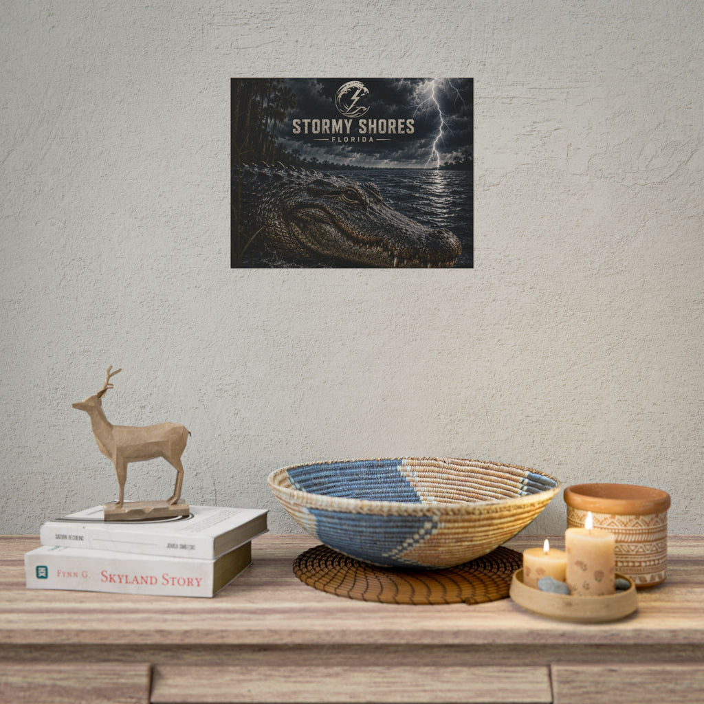 Stormy Shores Florida Alligator Poster — Rolled Wall Art