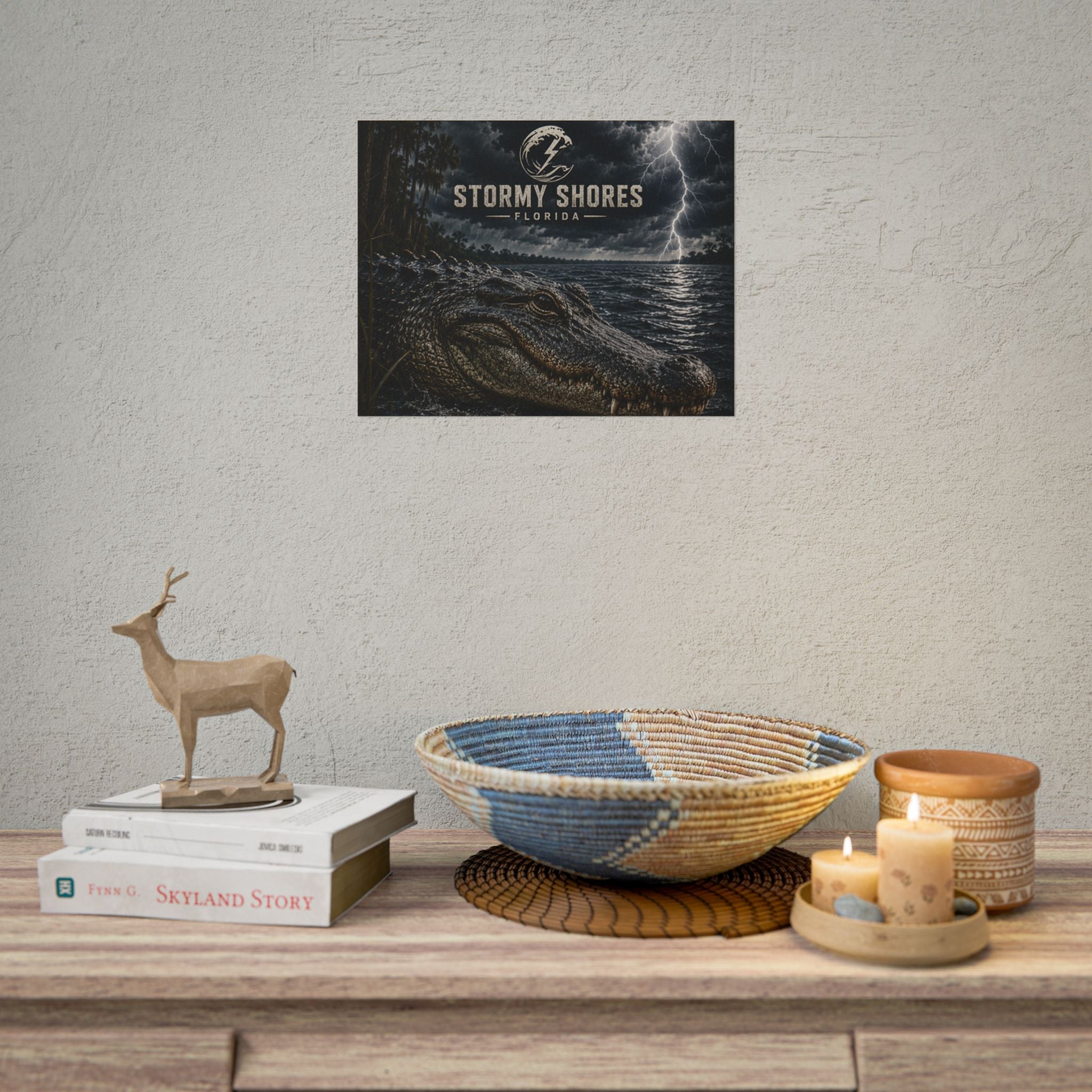 Stormy Shores Florida Alligator Poster — Rolled Wall Art