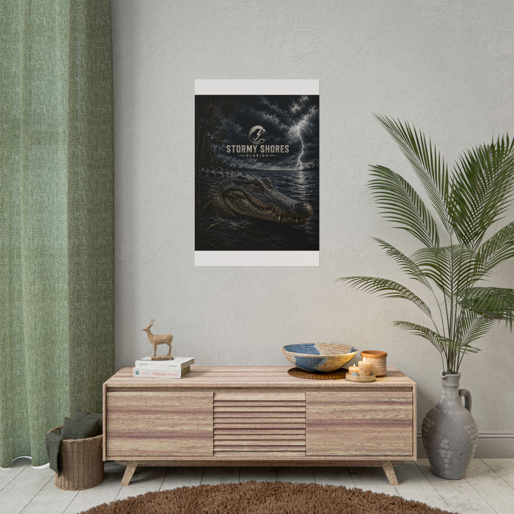 Stormy Shores Florida Alligator Poster — Rolled Wall Art