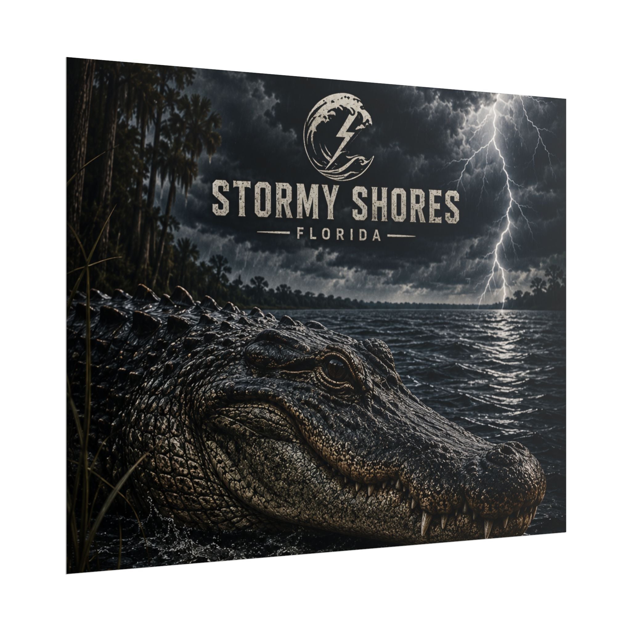 Stormy Shores Florida Alligator Poster — Rolled Wall Art