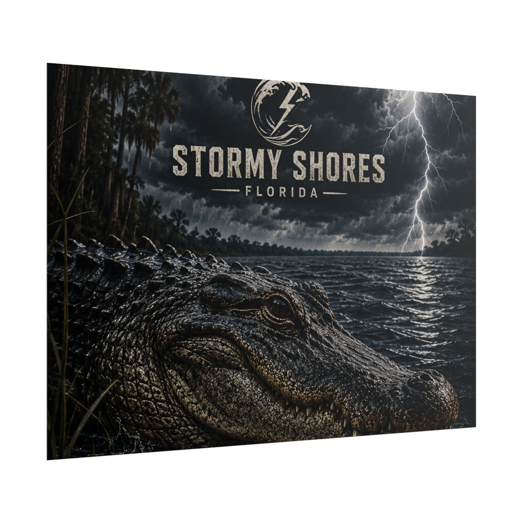 Stormy Shores Florida Alligator Poster — Rolled Wall Art