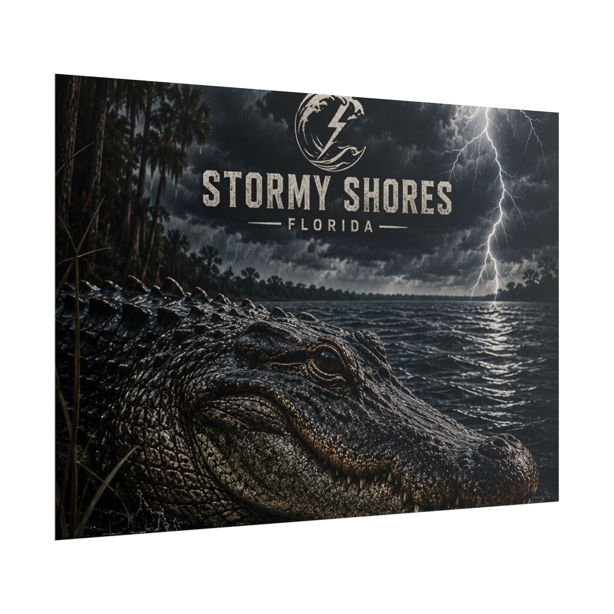 Stormy Shores Florida Alligator Poster — Rolled Wall Art