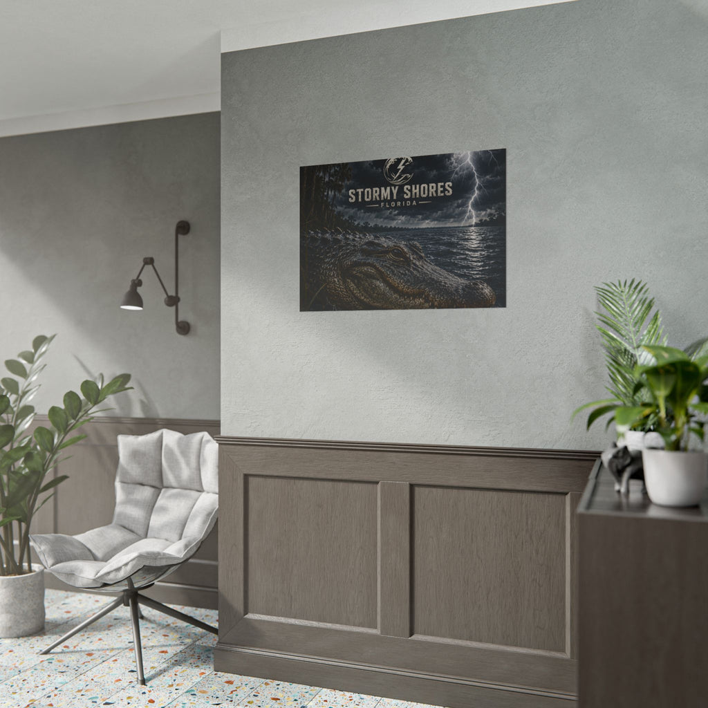 Stormy Shores Florida Alligator Poster — Rolled Wall Art