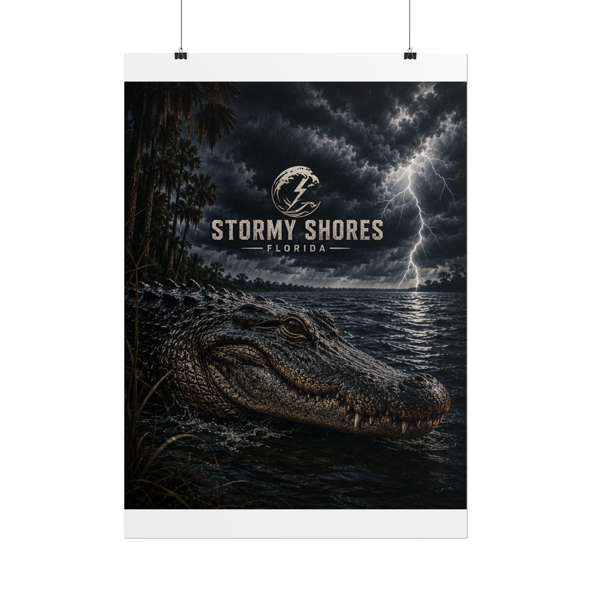 Stormy Shores Florida Alligator Poster — Rolled Wall Art