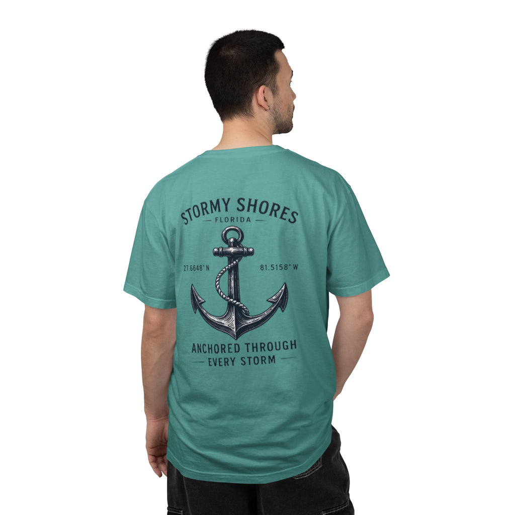 Stormy Shores Anchor T-Shirt — "Anchored Through Every Storm"