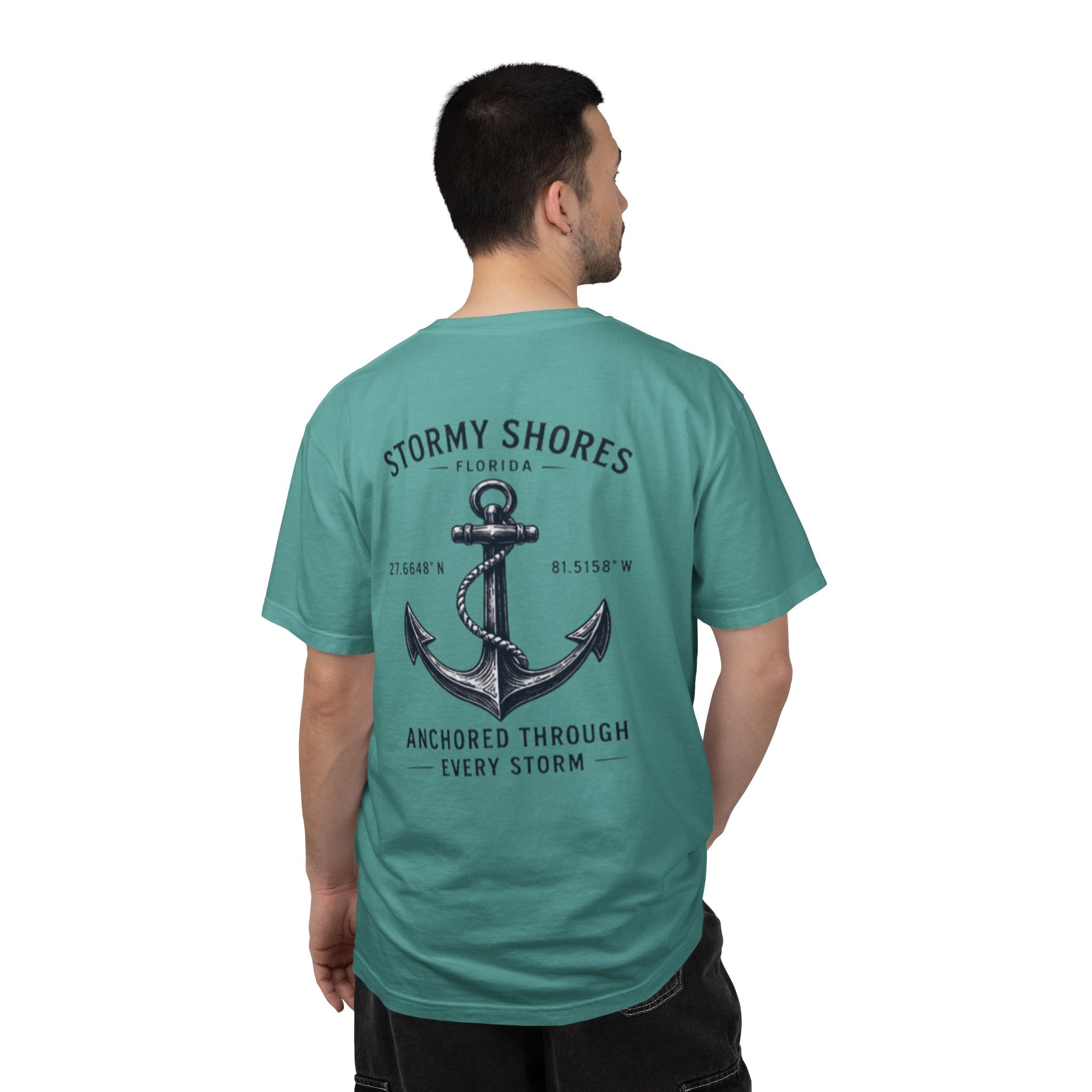 Stormy Shores Anchor T-Shirt — "Anchored Through Every Storm"