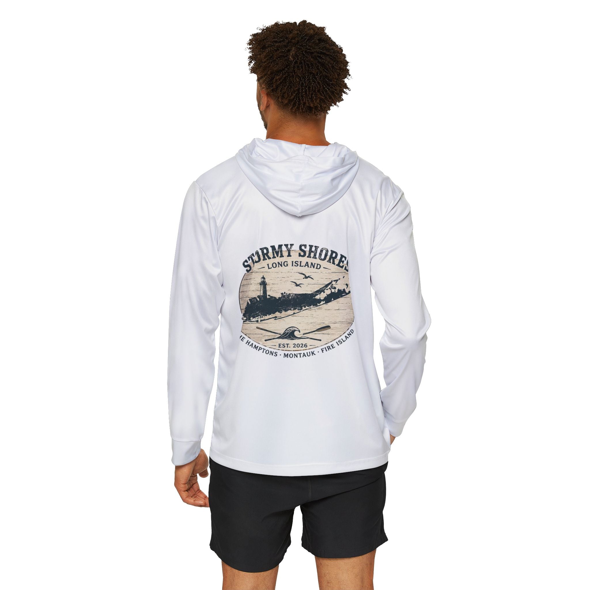 Hoodie — Stormy Shores Long Island Surf Print Sports Warmup Hoodie
