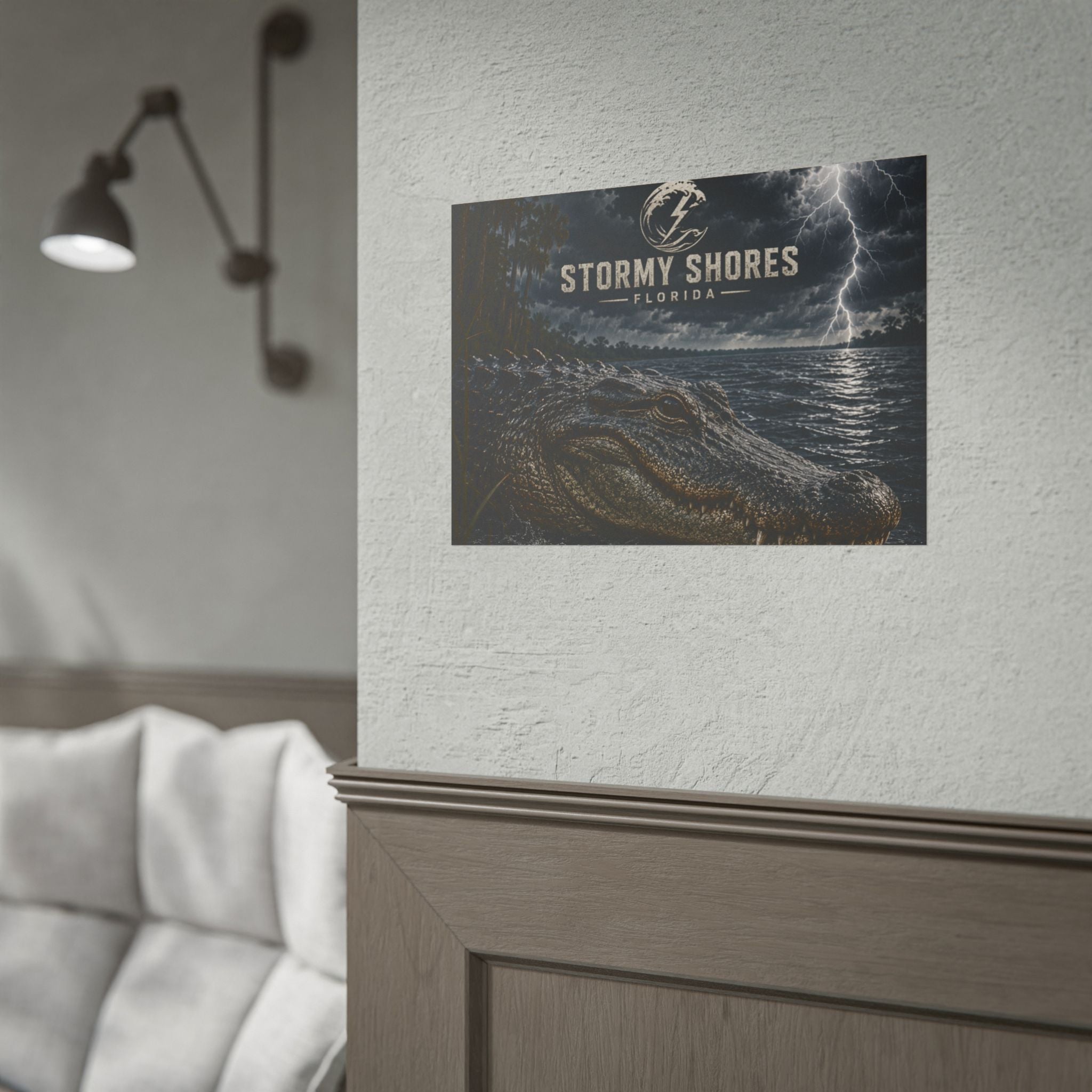 Stormy Shores Florida Alligator Poster — Rolled Wall Art
