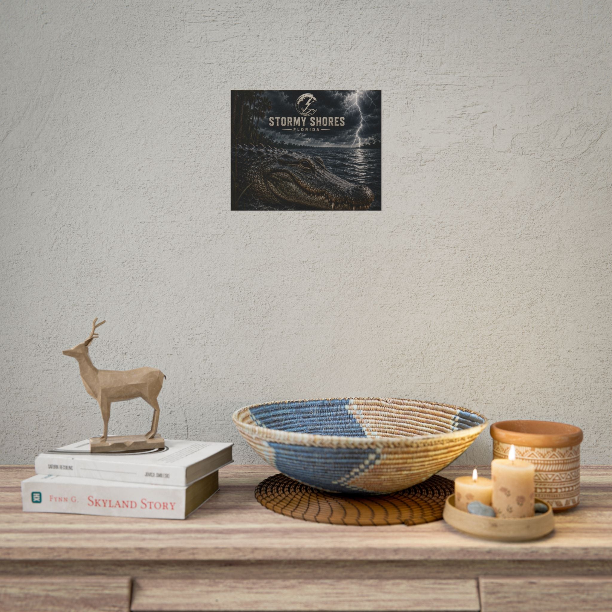Stormy Shores Florida Alligator Poster — Rolled Wall Art