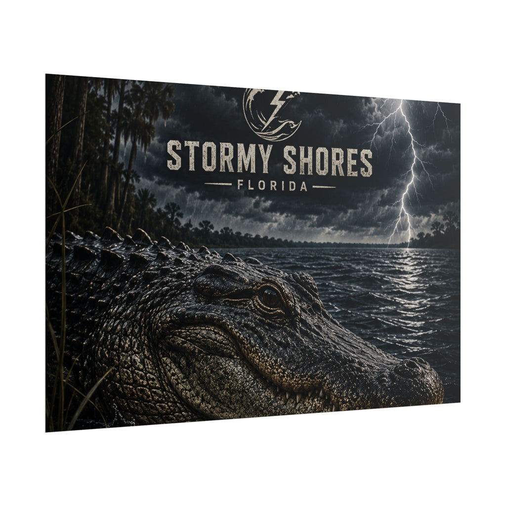 Stormy Shores Florida Alligator Poster — Rolled Wall Art