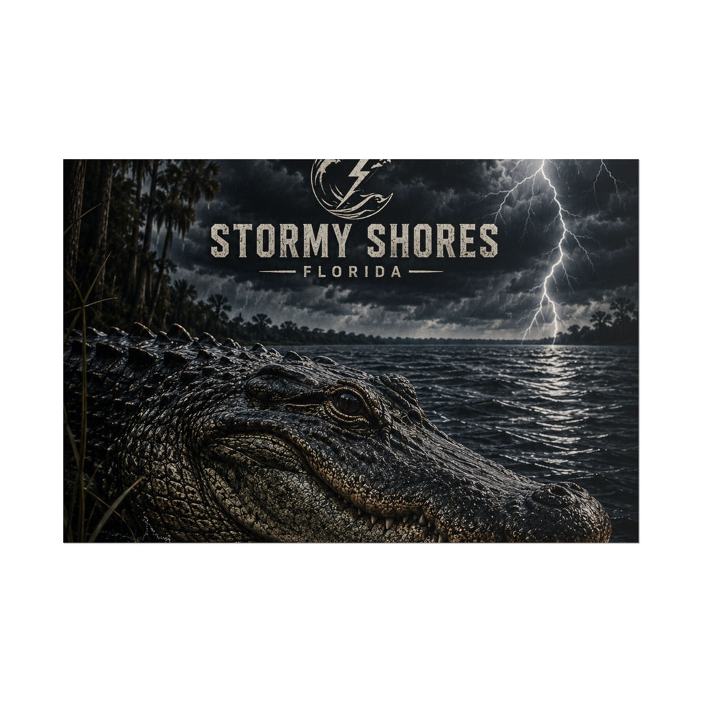 Stormy Shores Florida Alligator Poster — Rolled Wall Art