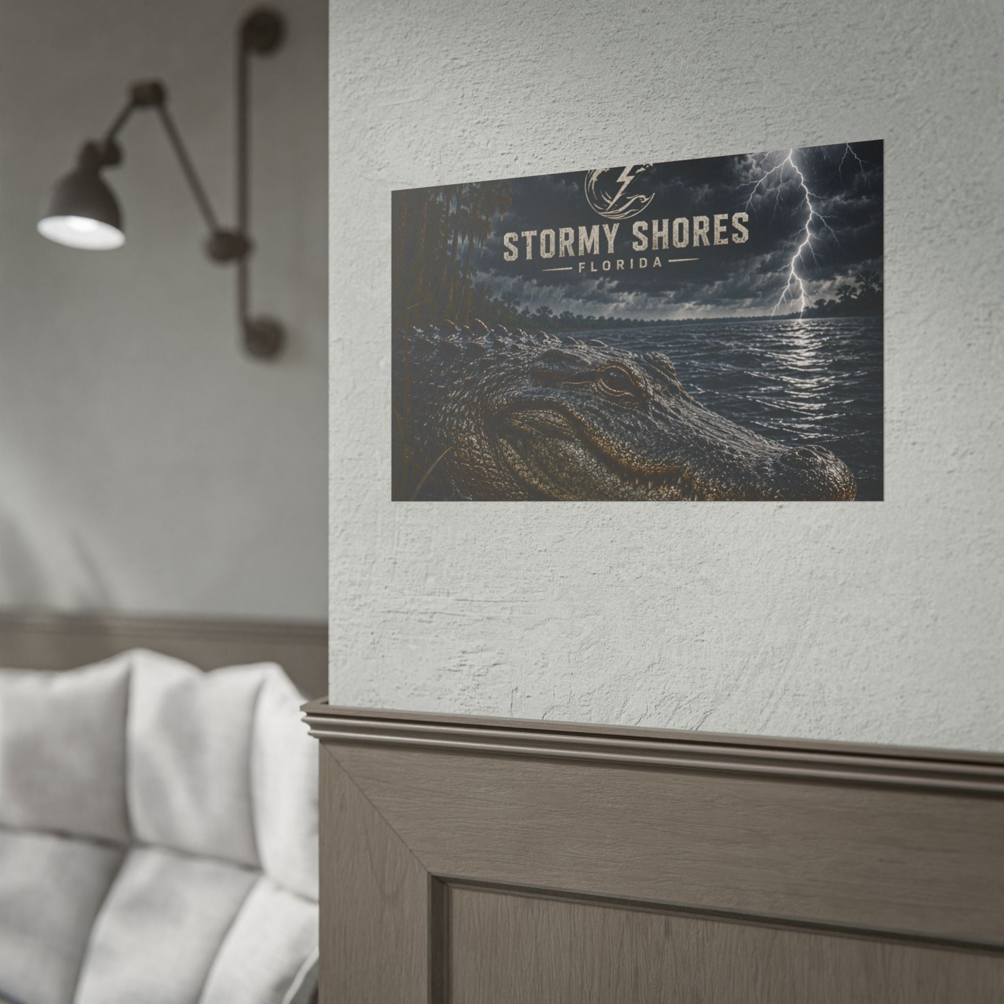 Stormy Shores Florida Alligator Poster — Rolled Wall Art