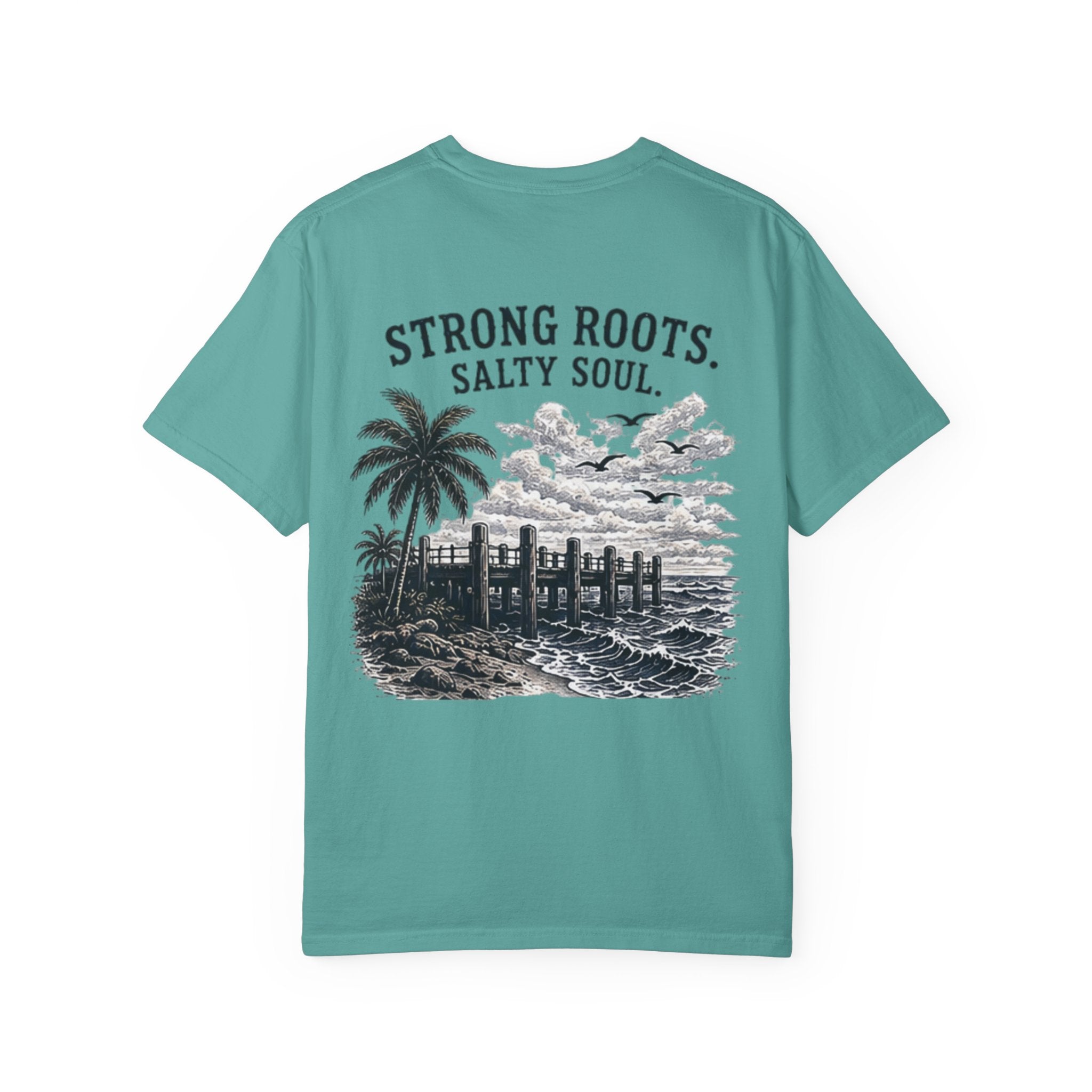 Strong Roots Salty Soul T-Shirt — Coastal Vintage Beach Graphic Tee