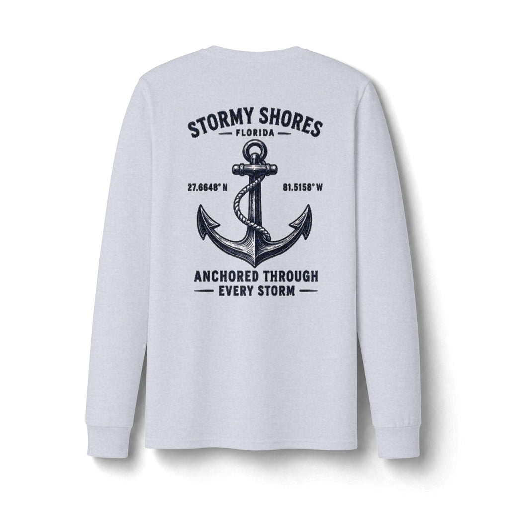 Copy of Stormy Shores Anchor Long Sleeve T-Shirt — "Anchored Through Every Storm"