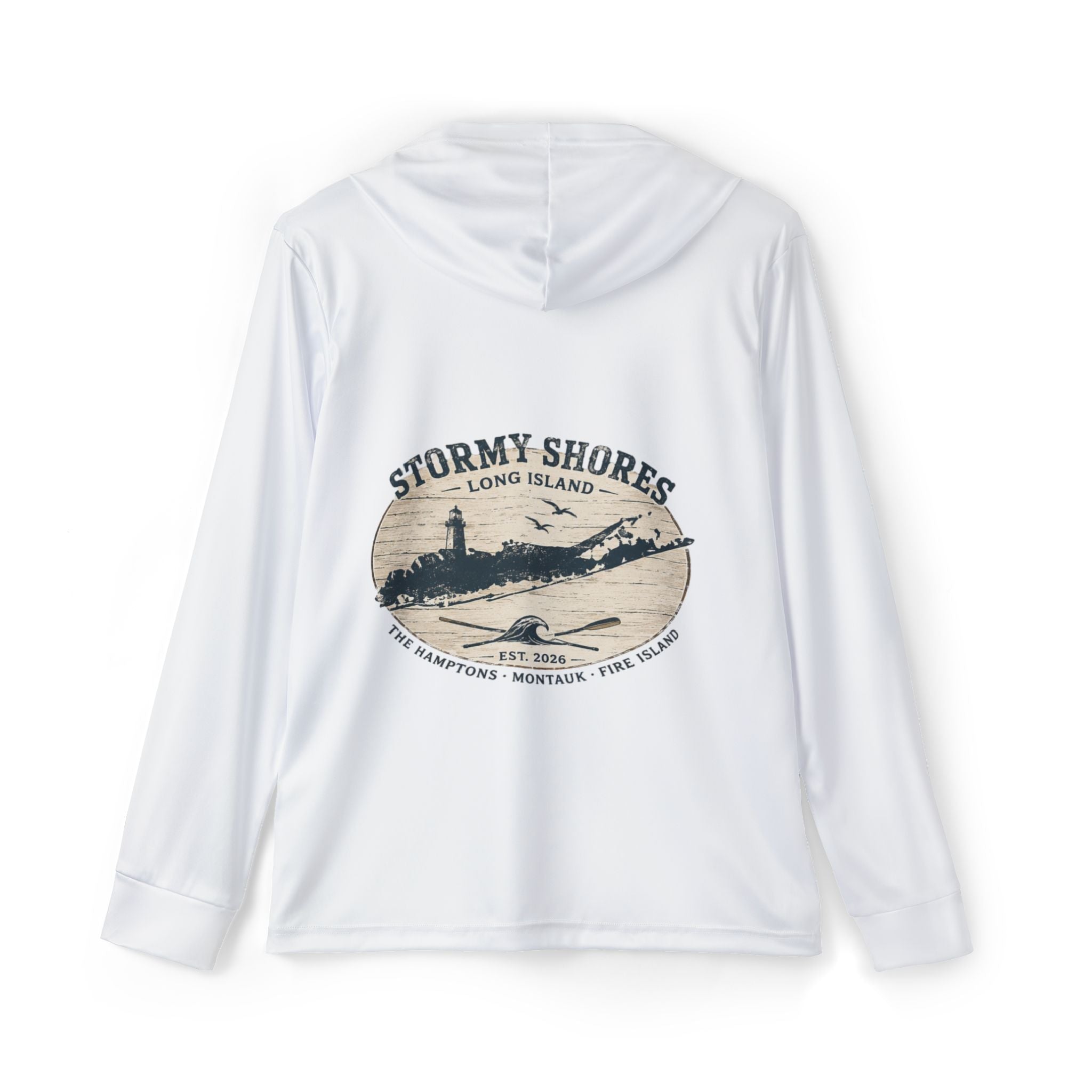 Hoodie — Stormy Shores Long Island Surf Print Sports Warmup Hoodie