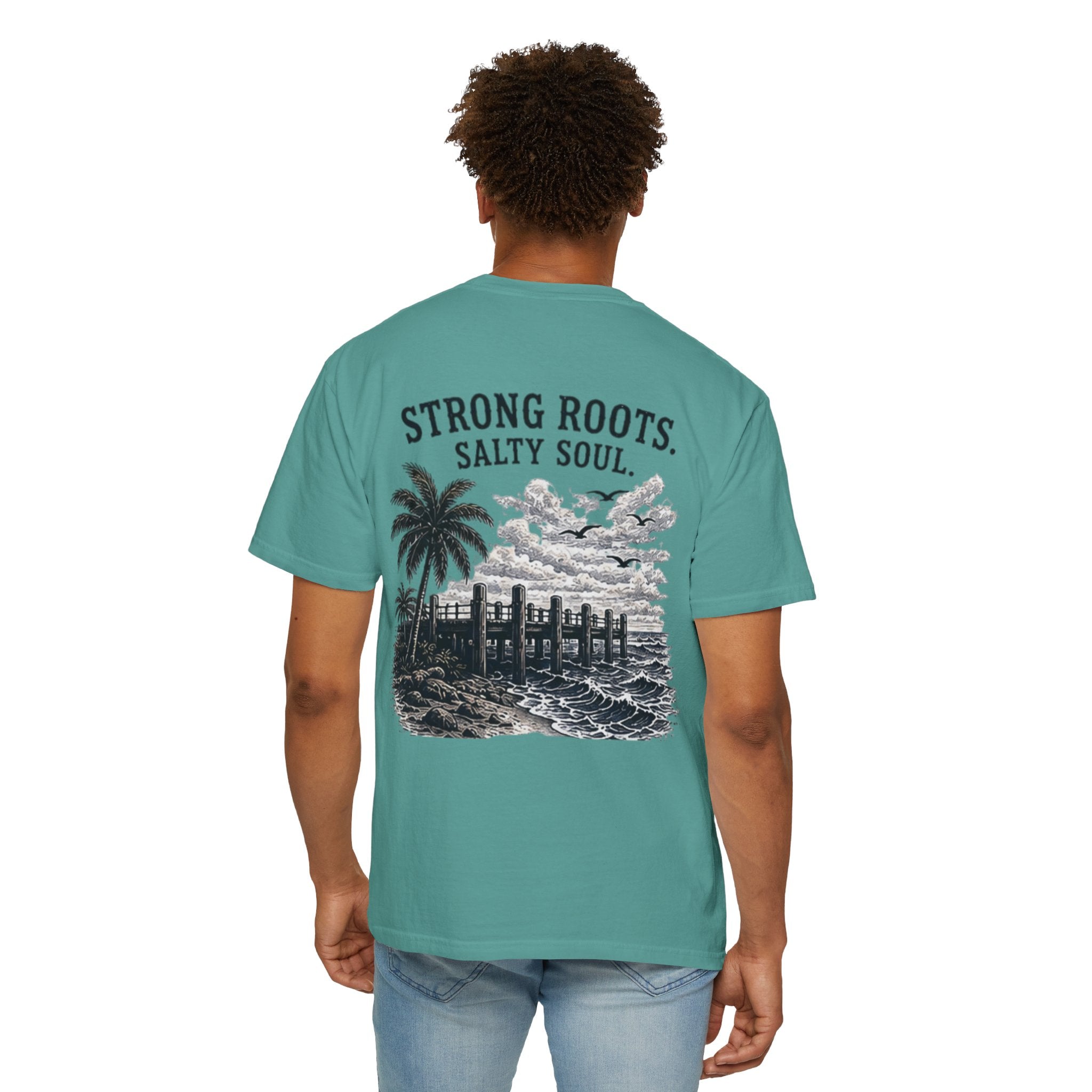 Strong Roots Salty Soul T-Shirt — Coastal Vintage Beach Graphic Tee