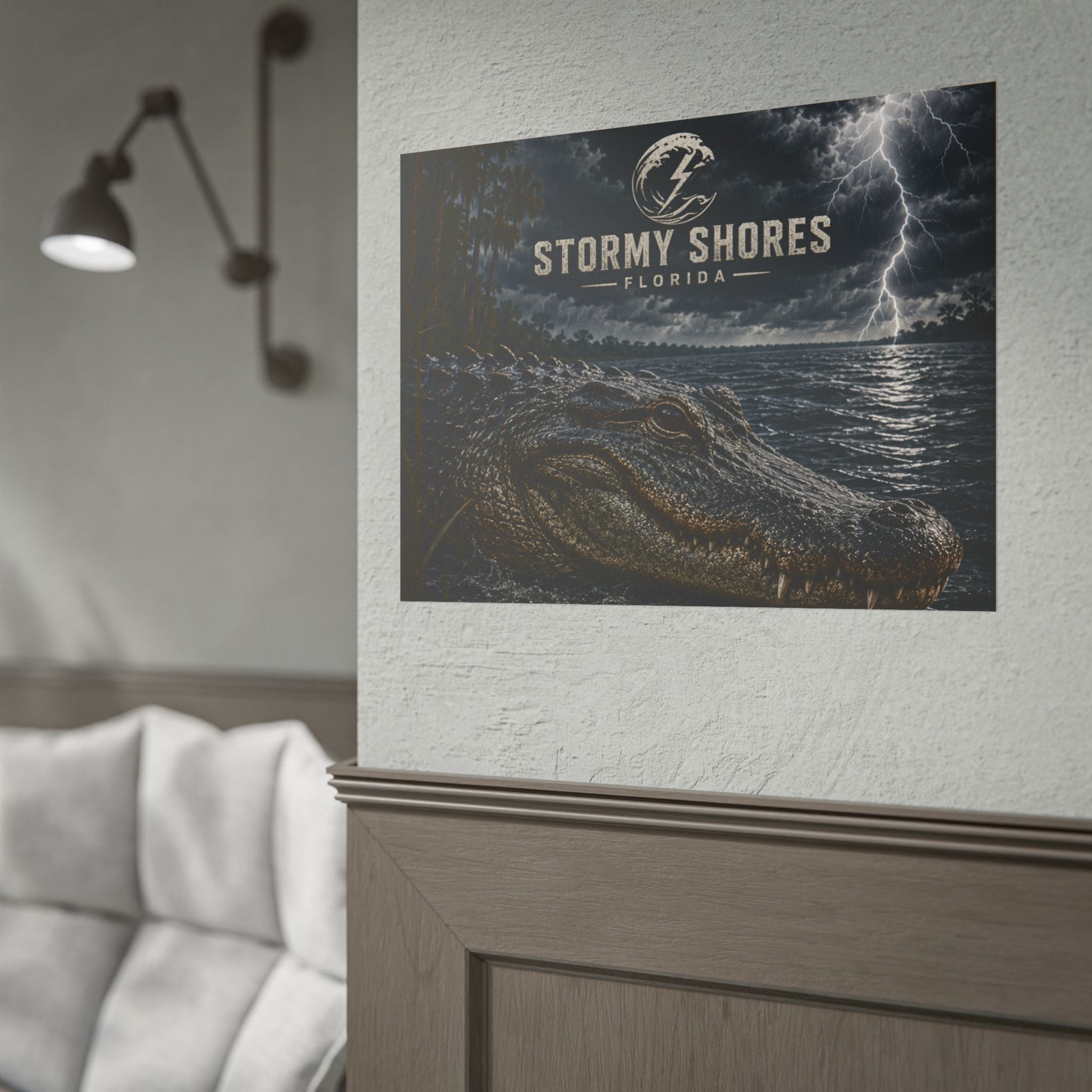 Stormy Shores Florida Alligator Poster — Rolled Wall Art